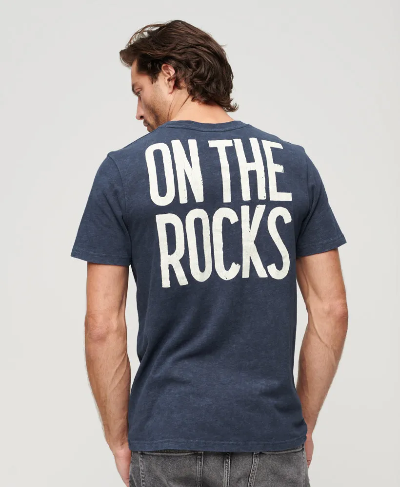 70S Lo-Fi Graphic Band T-Shirt - Lauren Navy Slub