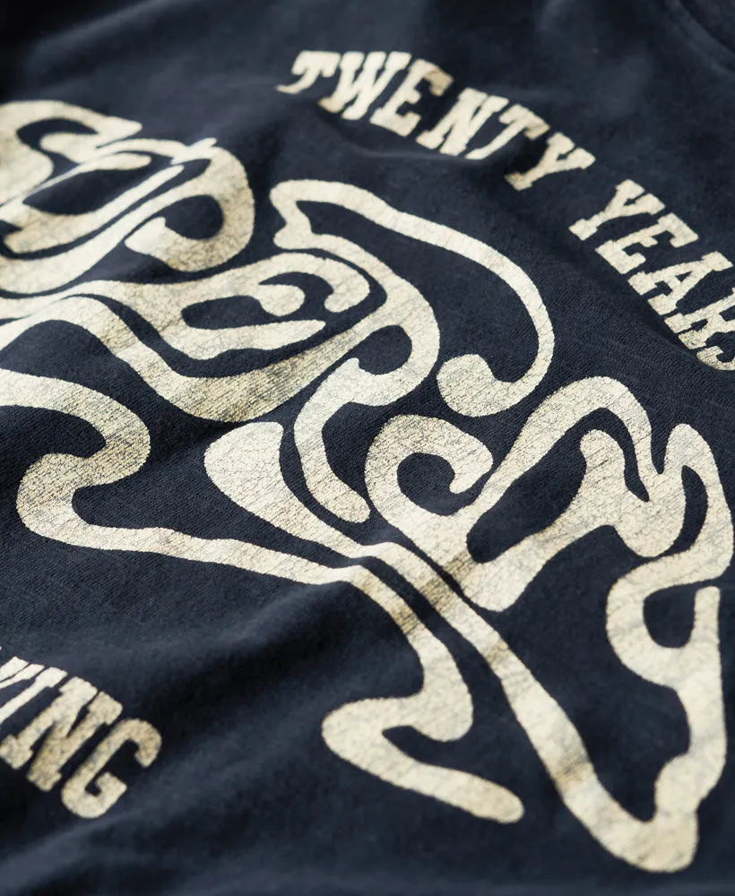 70S Lo-Fi Graphic Band T-Shirt - Lauren Navy Slub