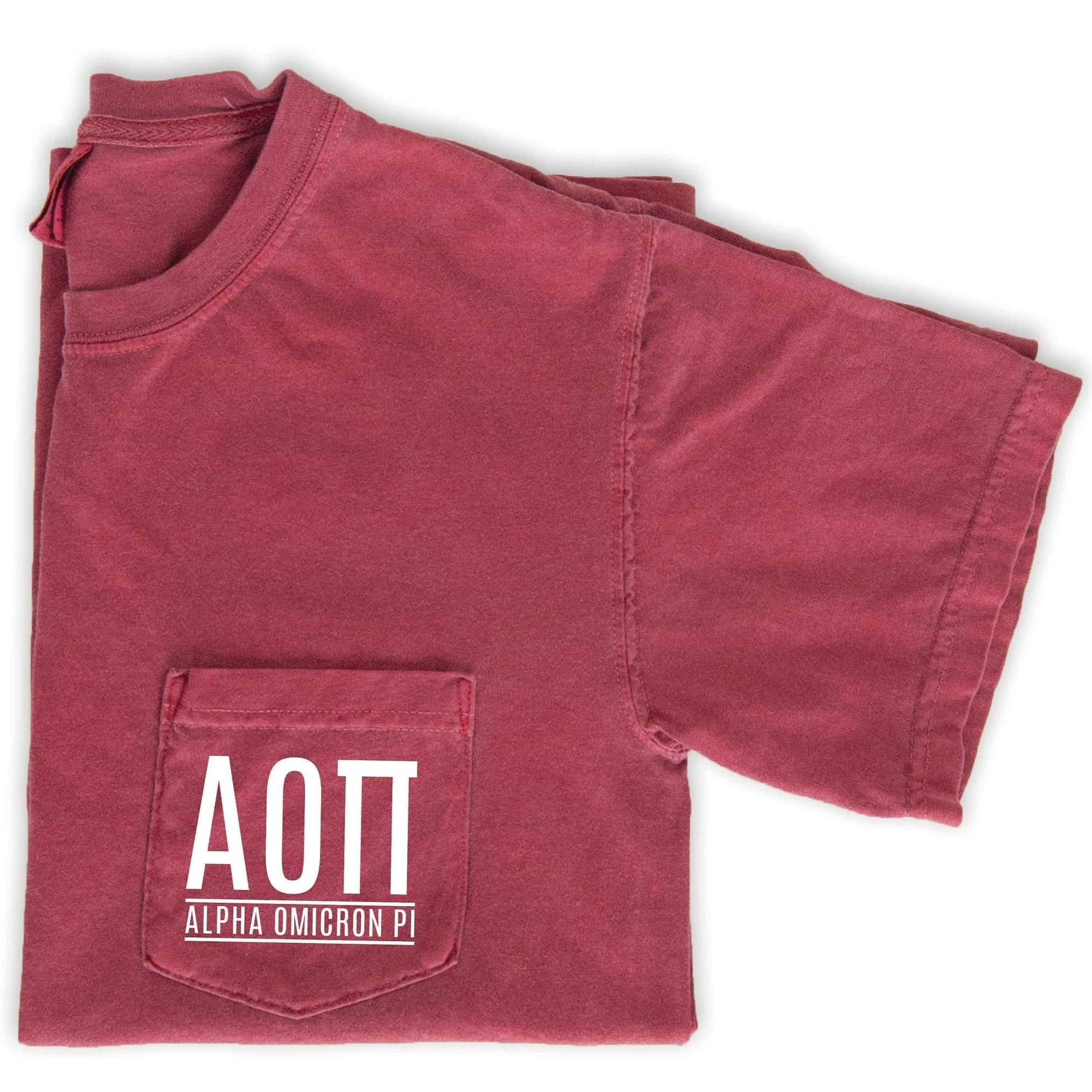 Alpha Omicron Pi Block Letters T-Shirt - Crimson
