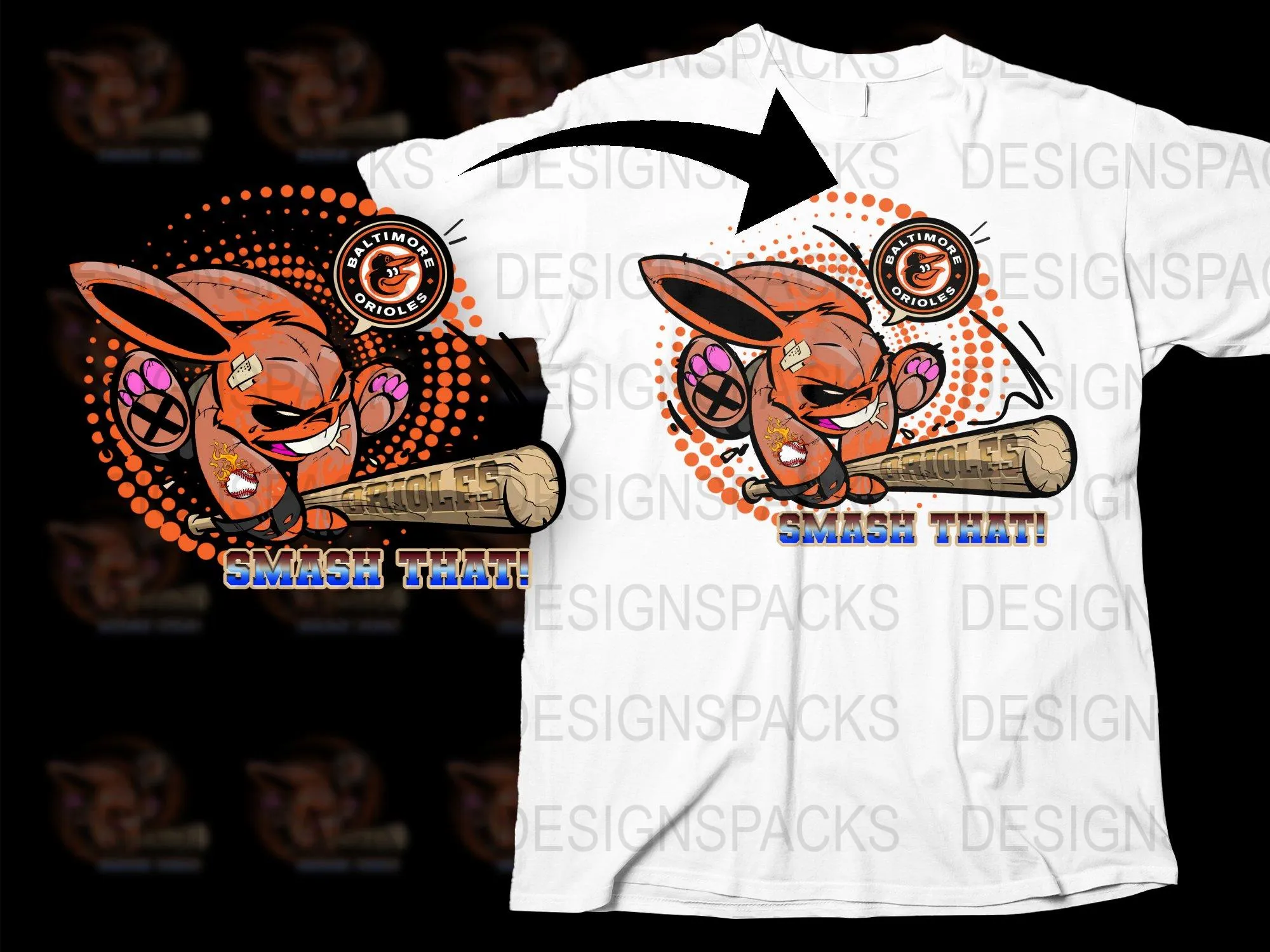 Baltimore Orioles Smash That! Graphic Png Digital Download