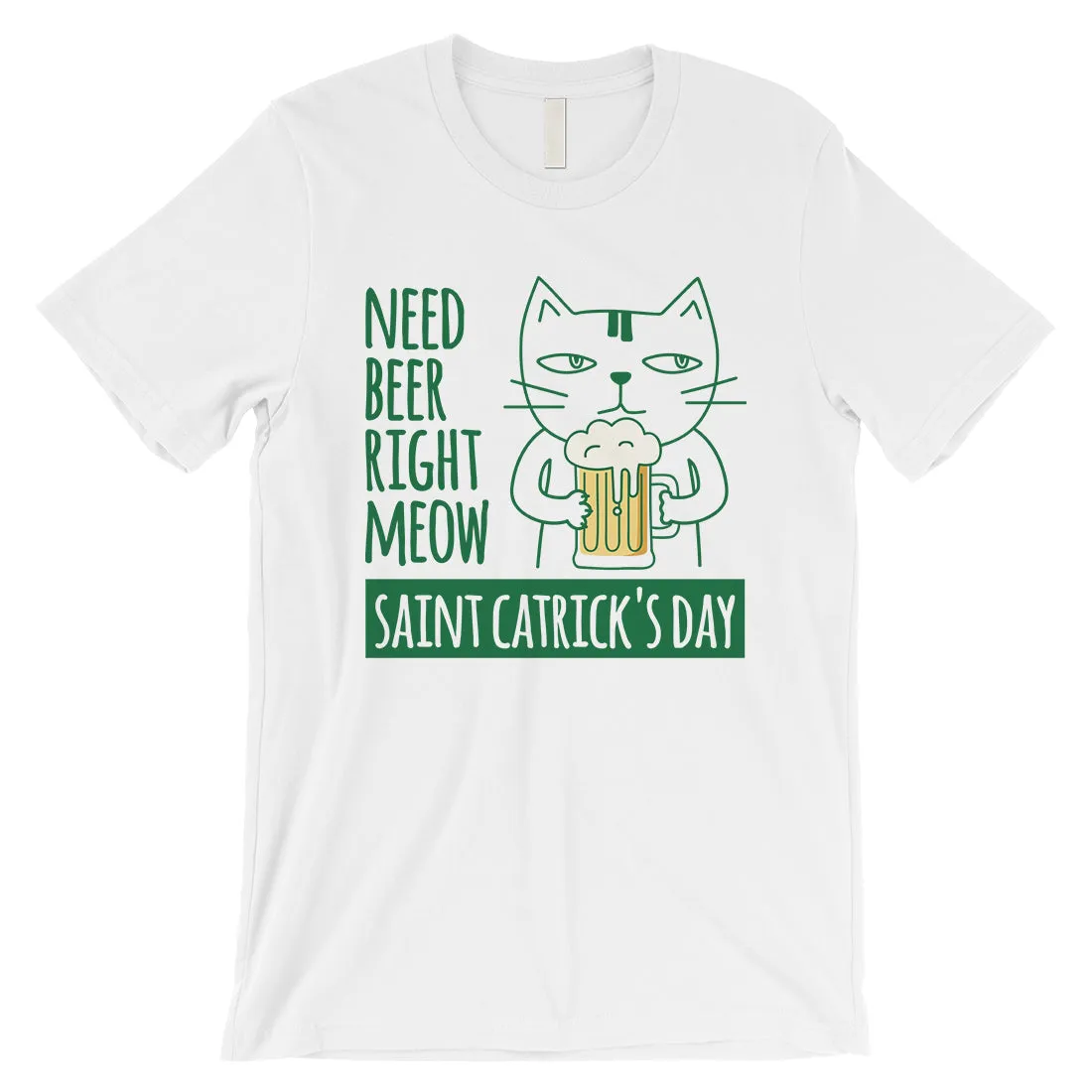 Beer Cat Patrick's Day Mens T-Shirt Funny Irish Quote Tee Shirt