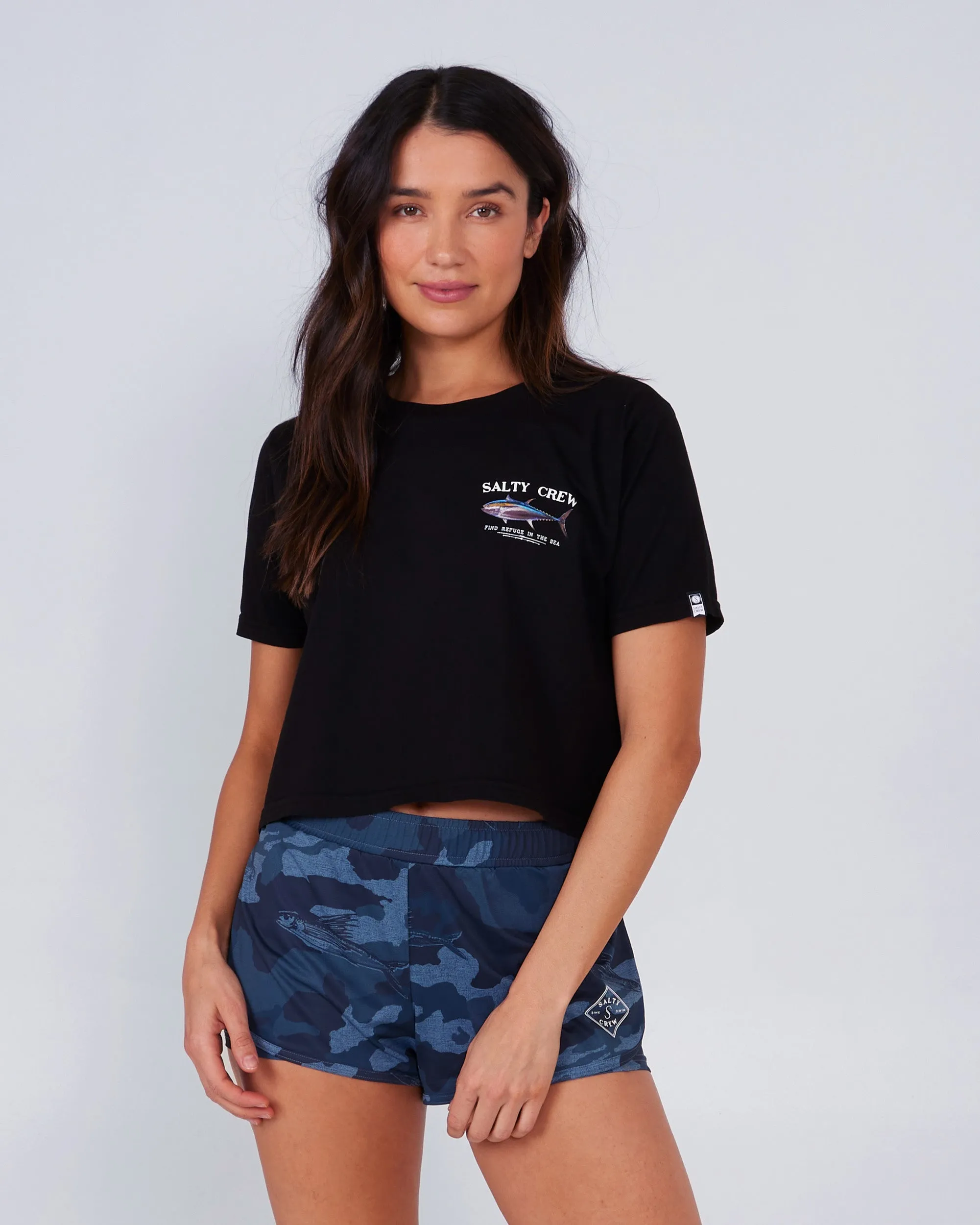 Big Blue Black Crop Tee