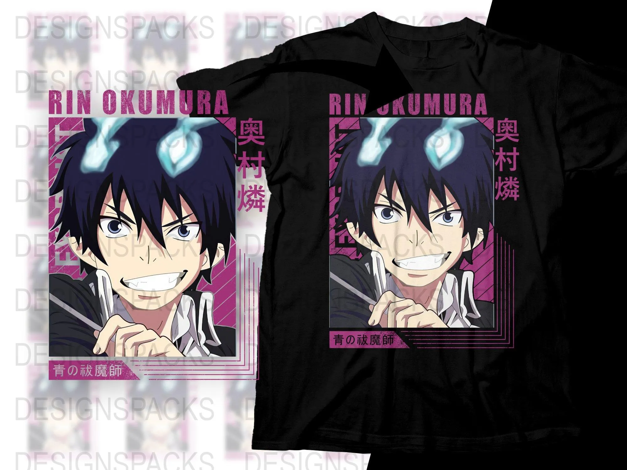 Blue Exorcist Rin Okumura Graphic Anime Png Digital Download
