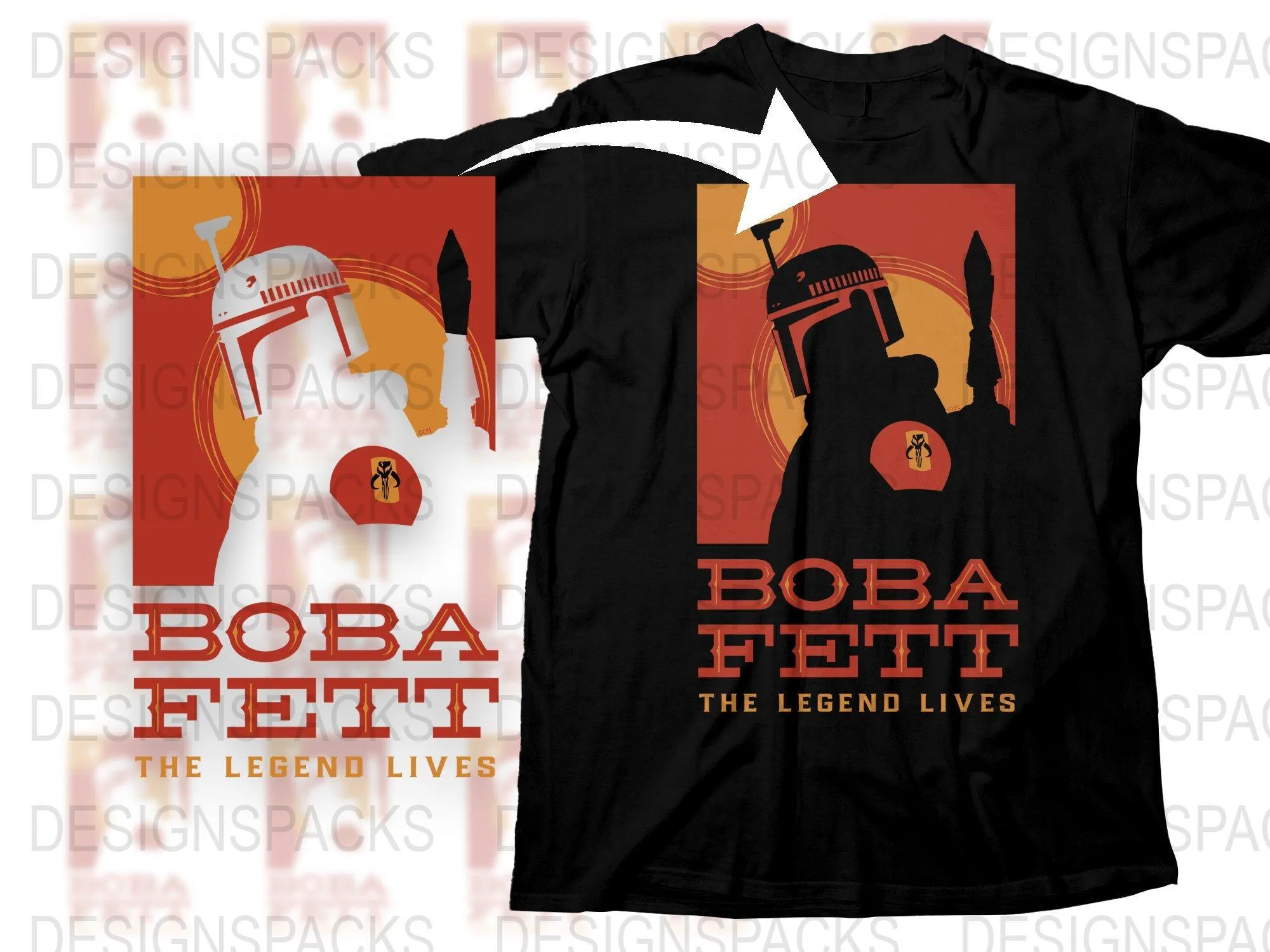 Boba Fett The Legend Lives Retro Style Png Digital Download