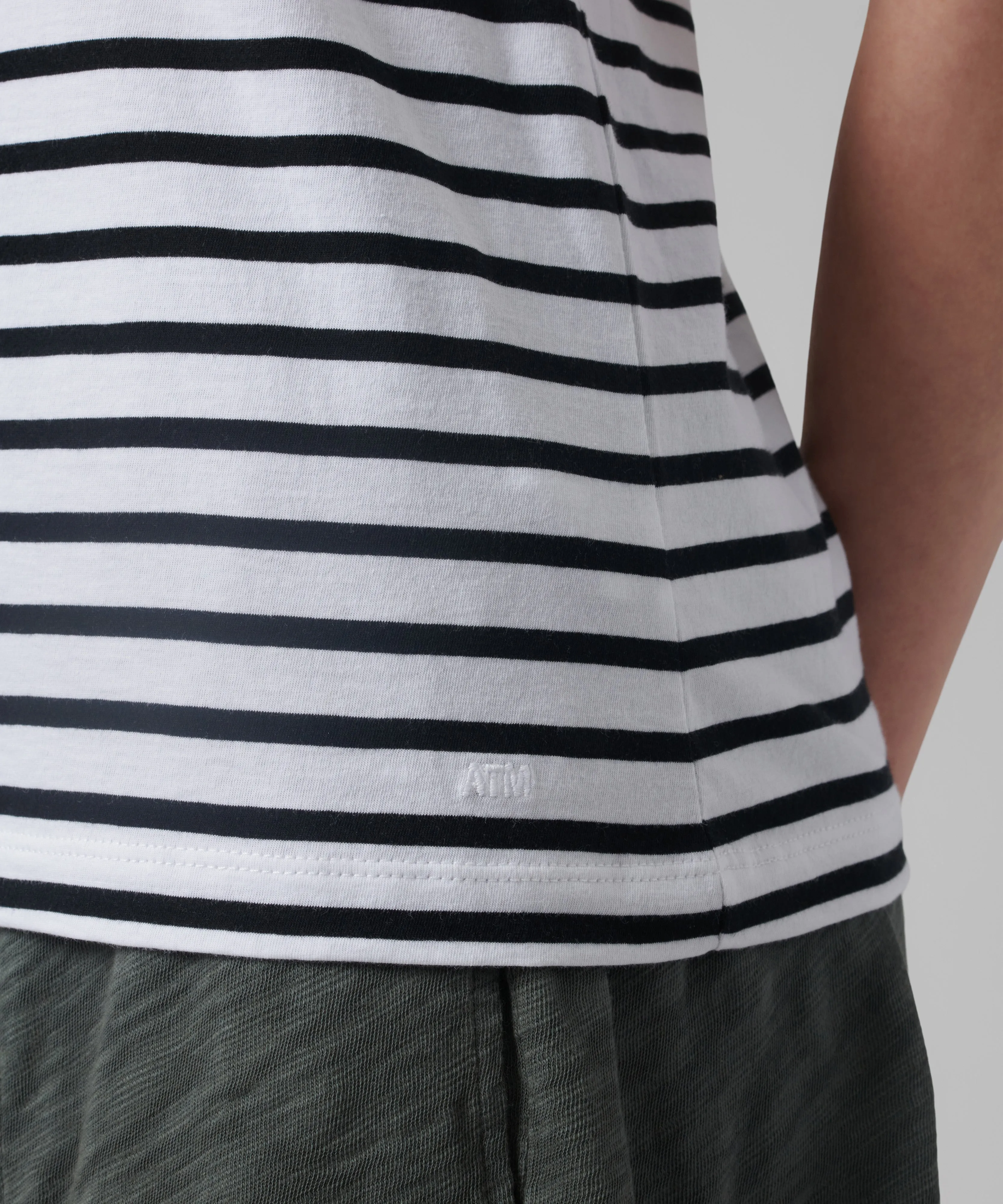 Classic Jersey Sleeveless Boy Tee - Black/ White Stripe