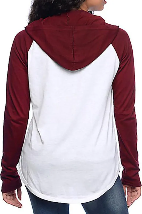 Custom Chimney Collar Long Sleeve Burgundy Top