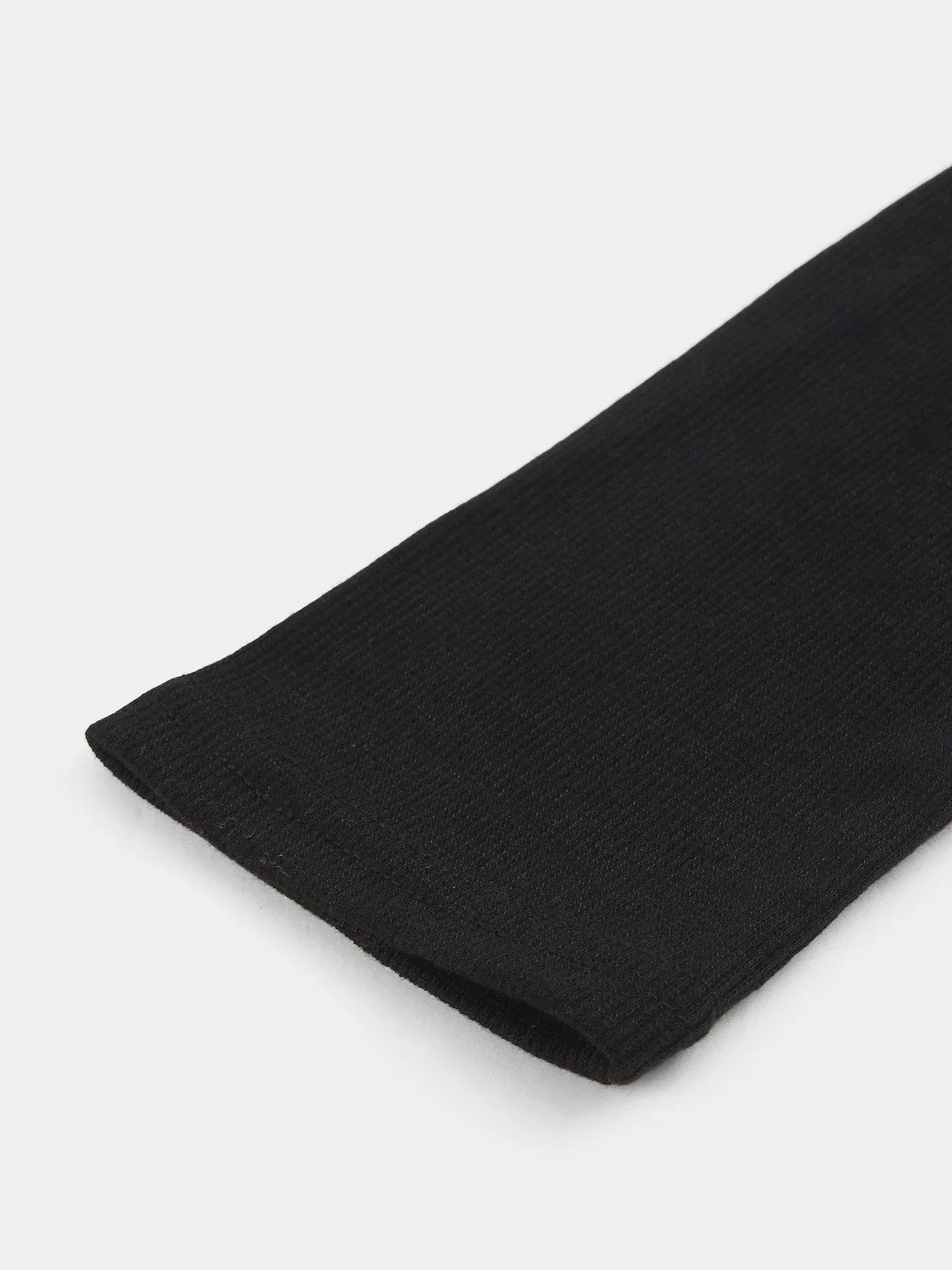 Custom Cold Shoulder Plain Long Sleeve Irregular Hem Black Top