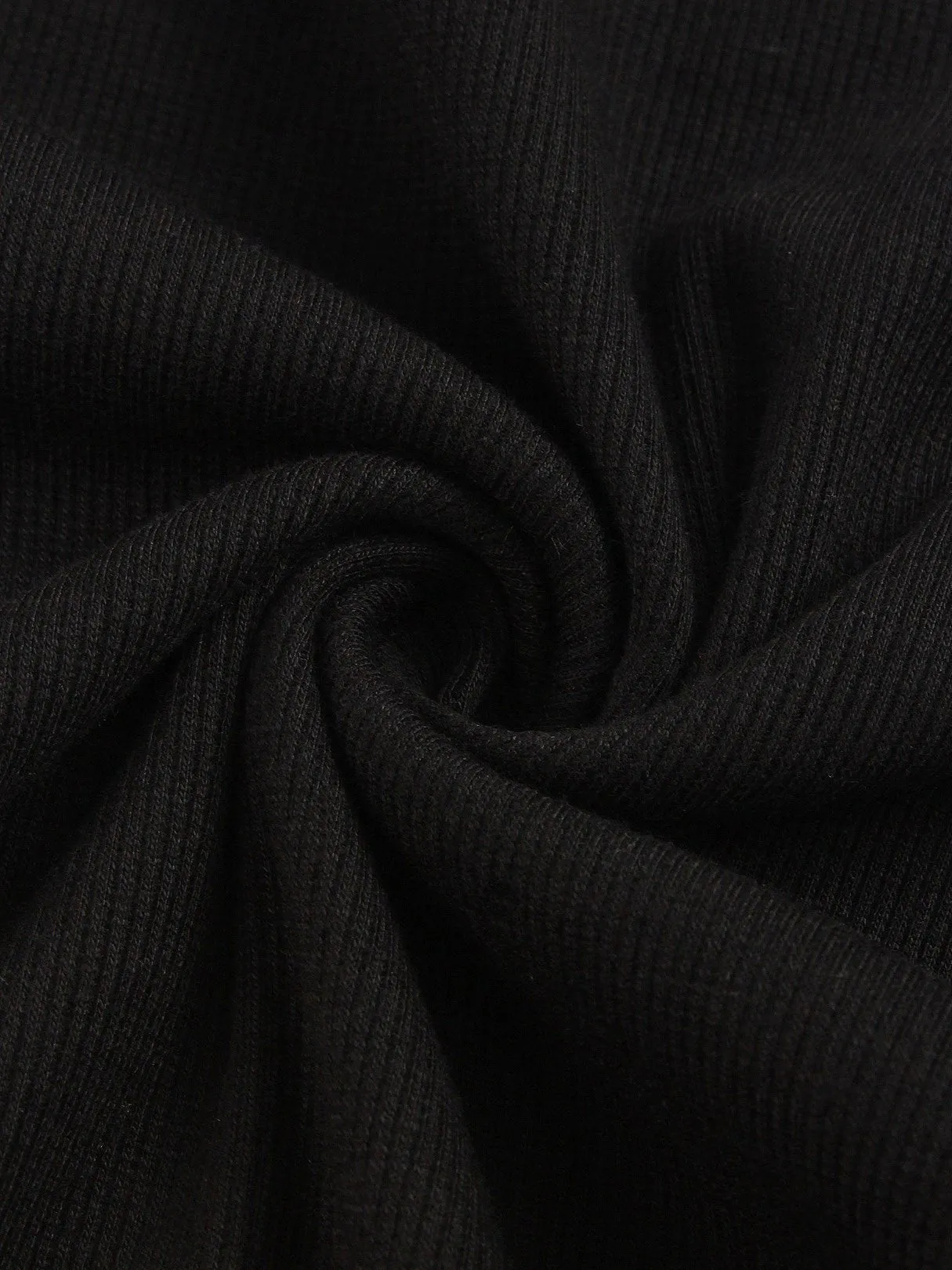 Custom Cold Shoulder Plain Long Sleeve Irregular Hem Black Top
