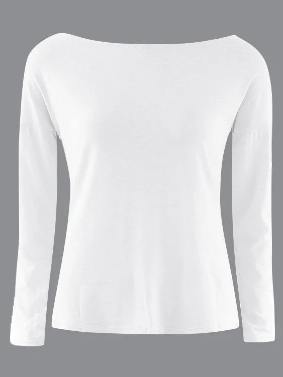 Custom Cutout Round Neck Backless Hollow Details T-shirts
