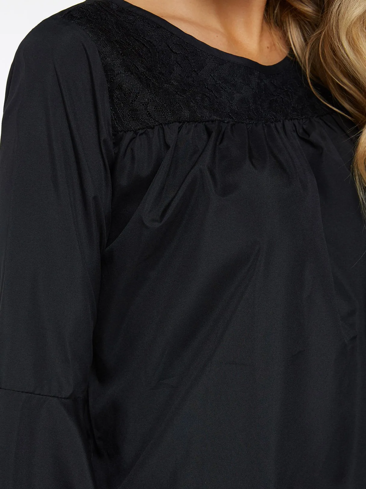 Custom Round Neck Plain Lace Long Sleeve Tee