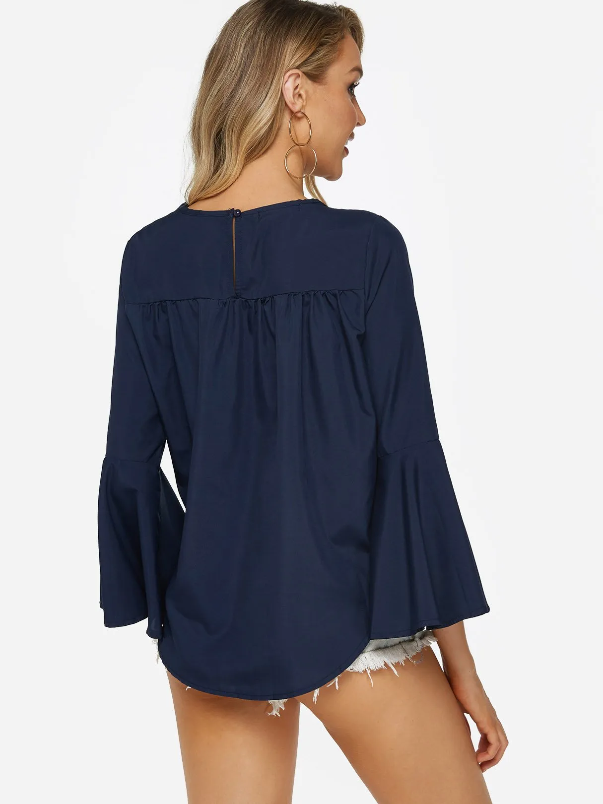 Custom Round Neck Plain Lace Long Sleeve Tee