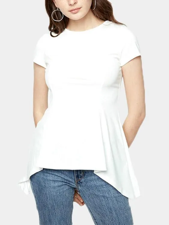 Custom Round Neck Top With Flounced Hem
