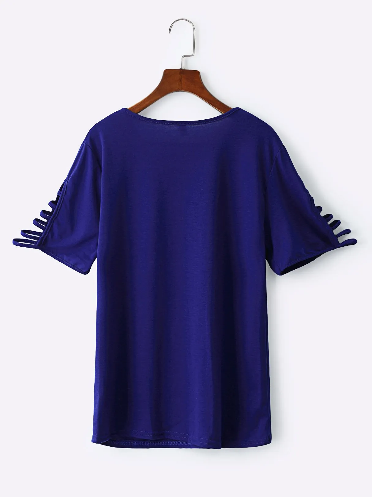 Custom V-Neck Cut Out Short Sleeve Navy T-Shirts