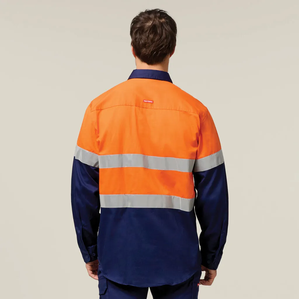 Hard Yakka Core Hi-Vis Long Sleeve Heavyweight Closed Front Taped Shirt (Y04615)