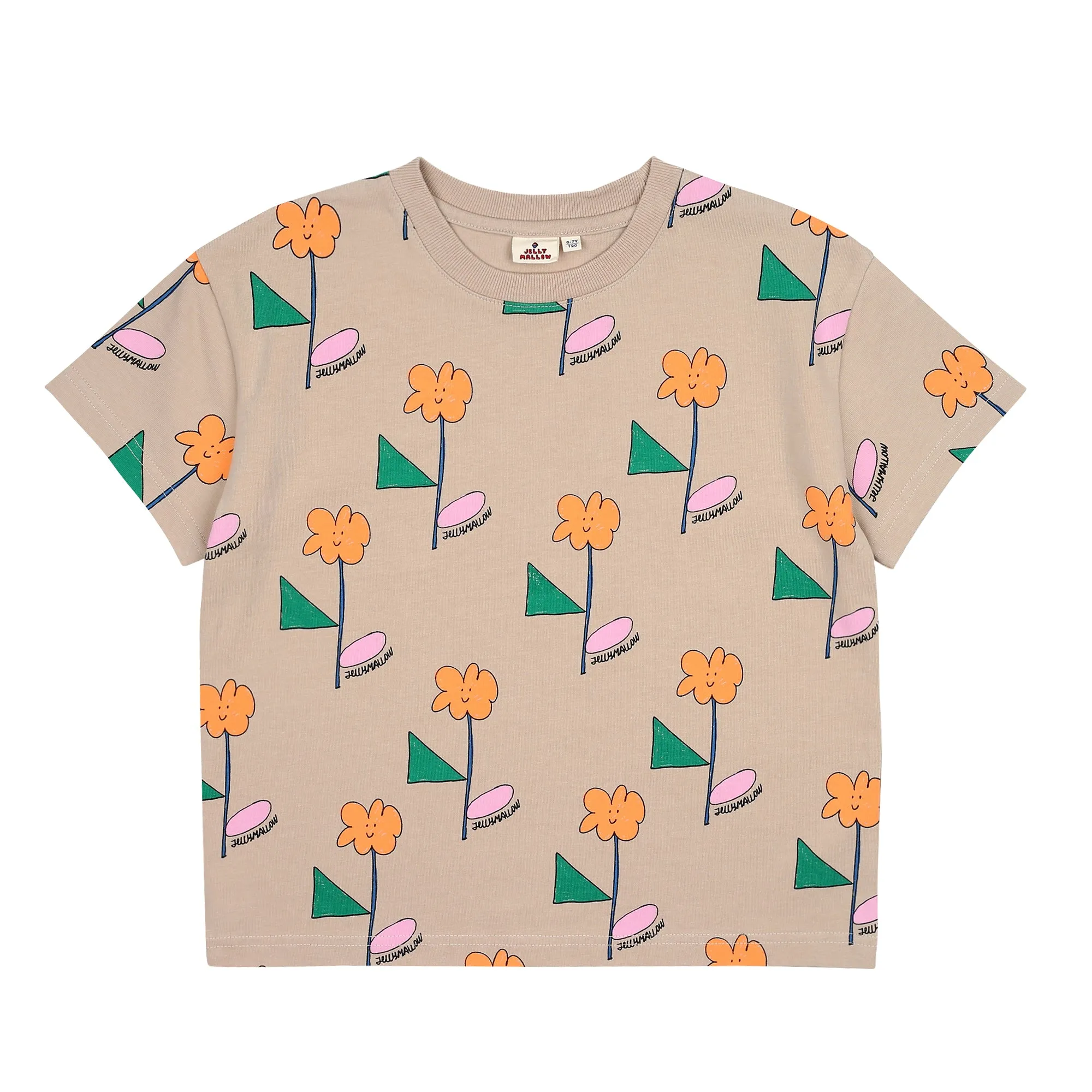 Jelly Mallow Orange Flower T-shirt | Beige