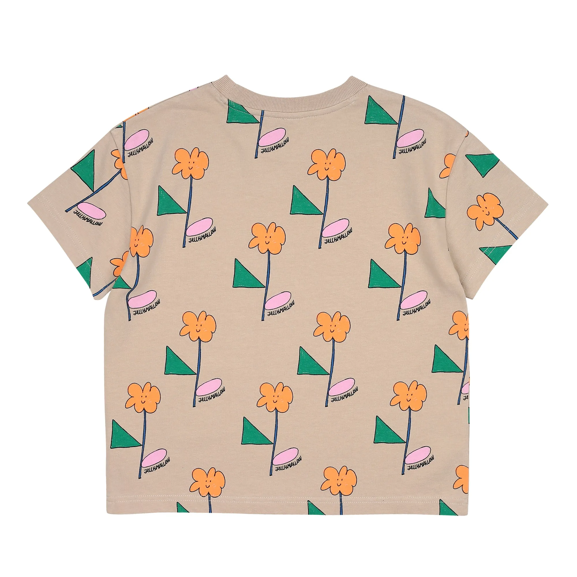 Jelly Mallow Orange Flower T-shirt | Beige