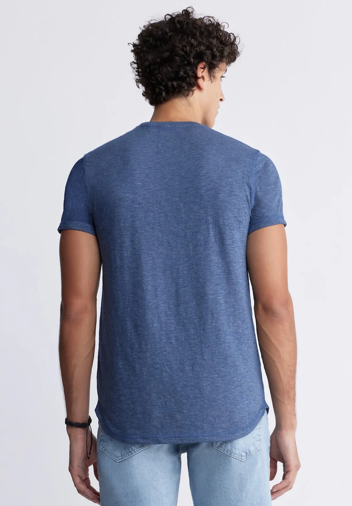 Kadyo Men's Pocket Henley Top in Whale Blue - BM24345