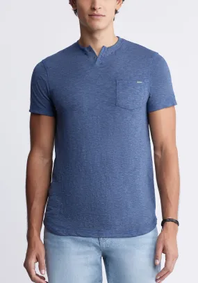 Kadyo Men's Pocket Henley Top in Whale Blue - BM24345