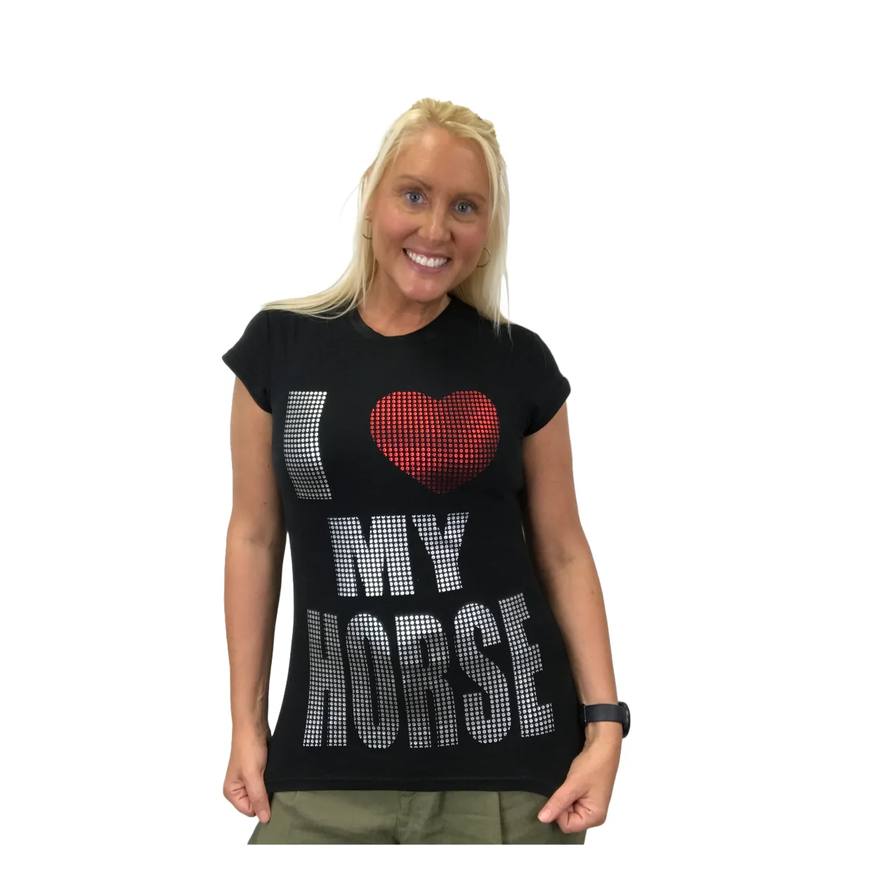 Large Ladies Metallic Black Fitted T Shirts - Warehouse Find