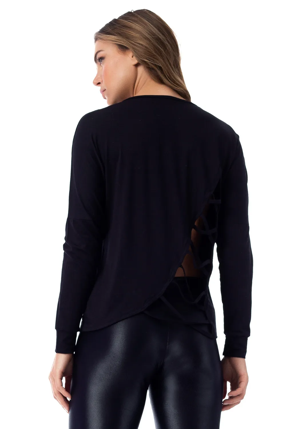 Lilly Modern Cut-Out Black Long Sleeve Top