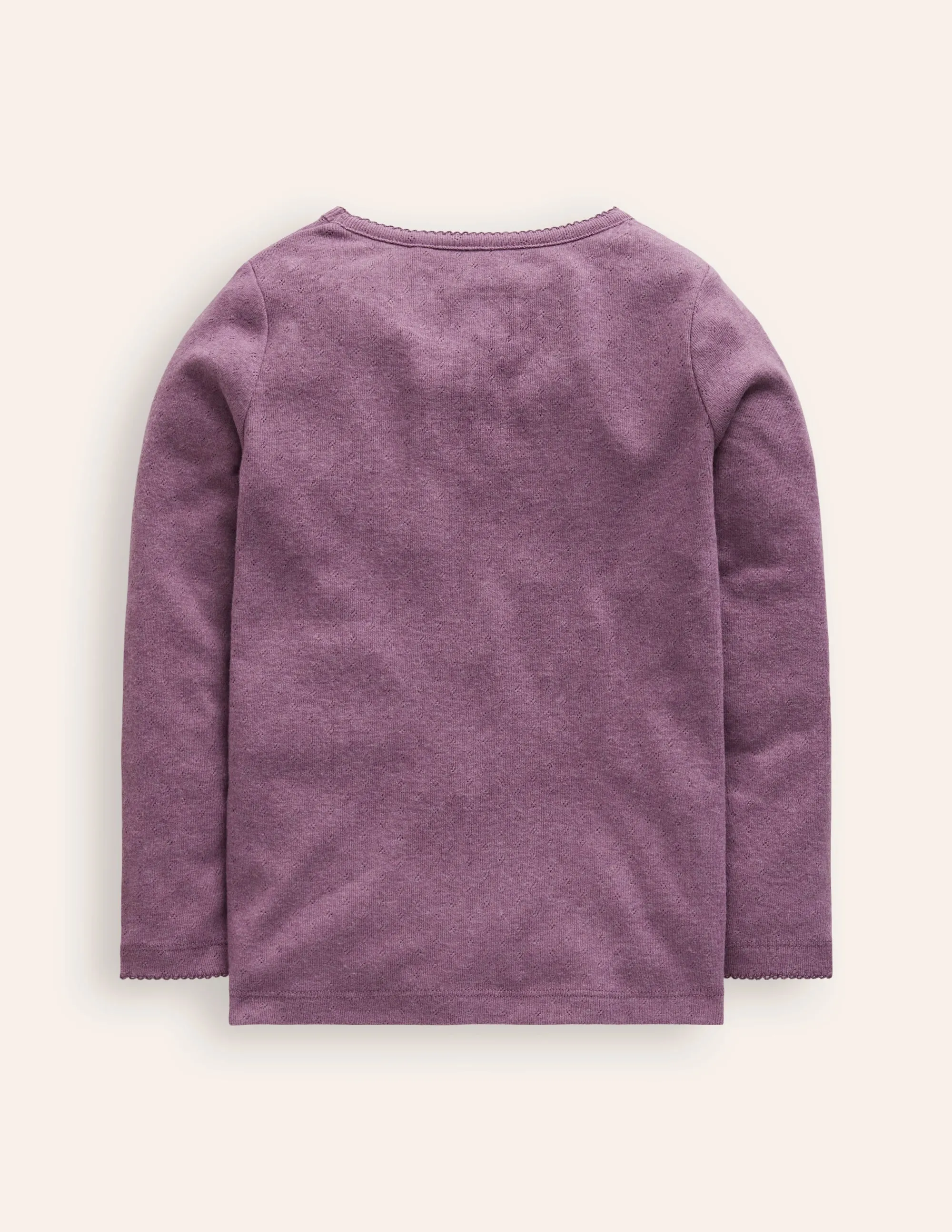 Long Sleeve Pointelle Top-Bramble Purple