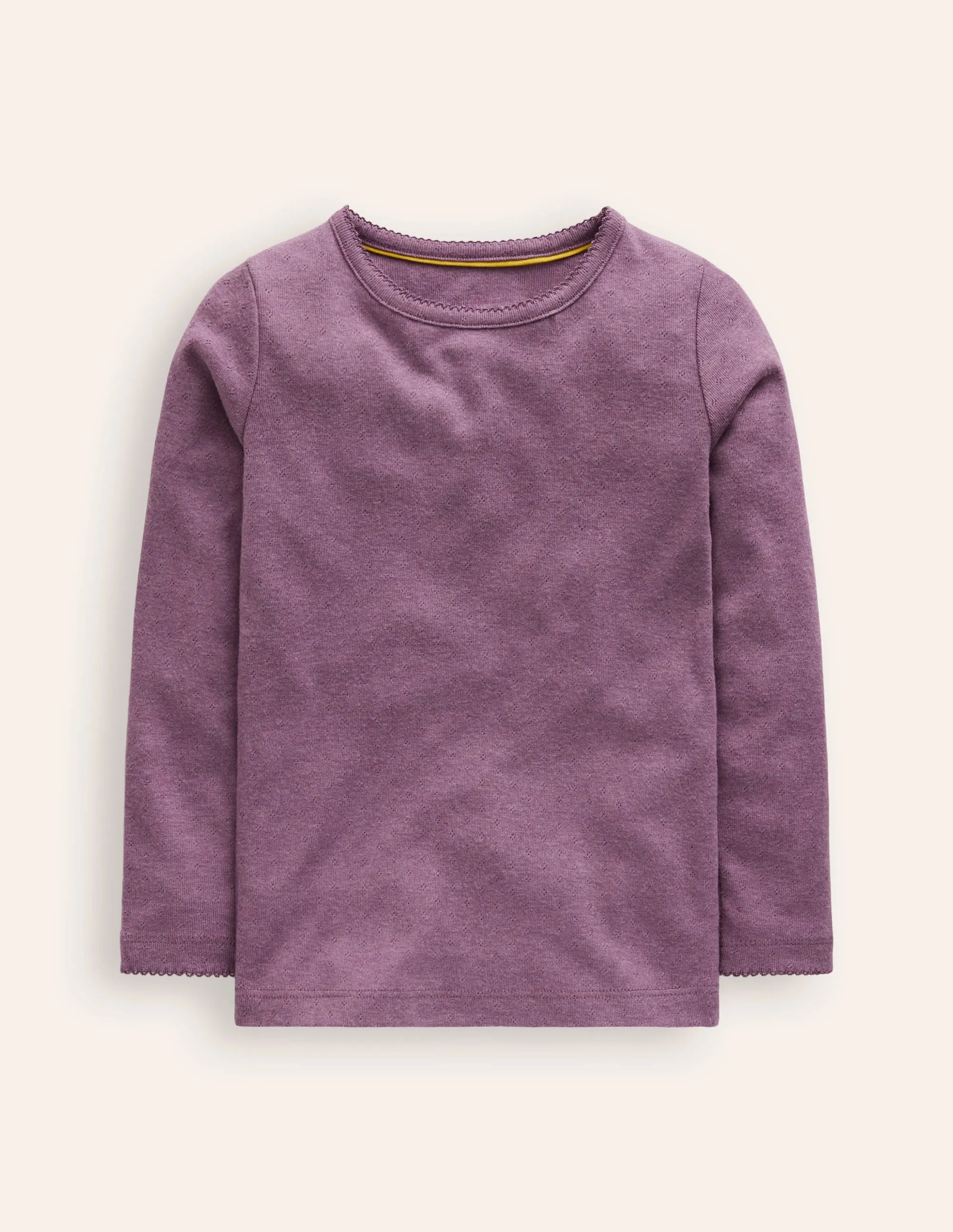 Long Sleeve Pointelle Top-Bramble Purple