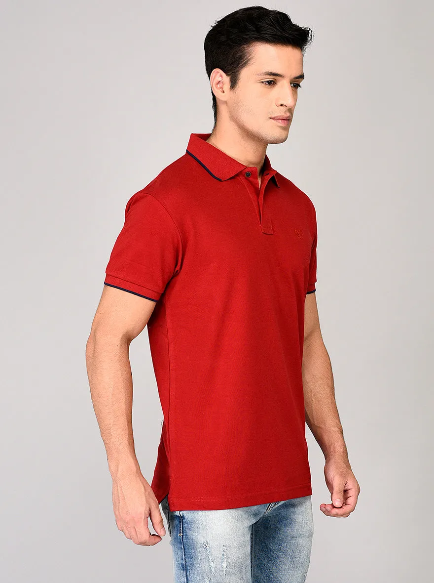 Maroon Slim Fit Polo T-shirt | Greenfibre