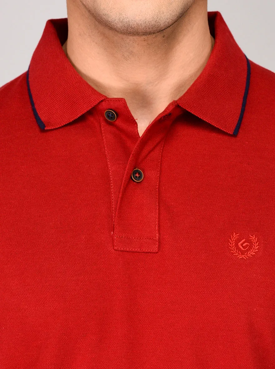 Maroon Slim Fit Polo T-shirt | Greenfibre