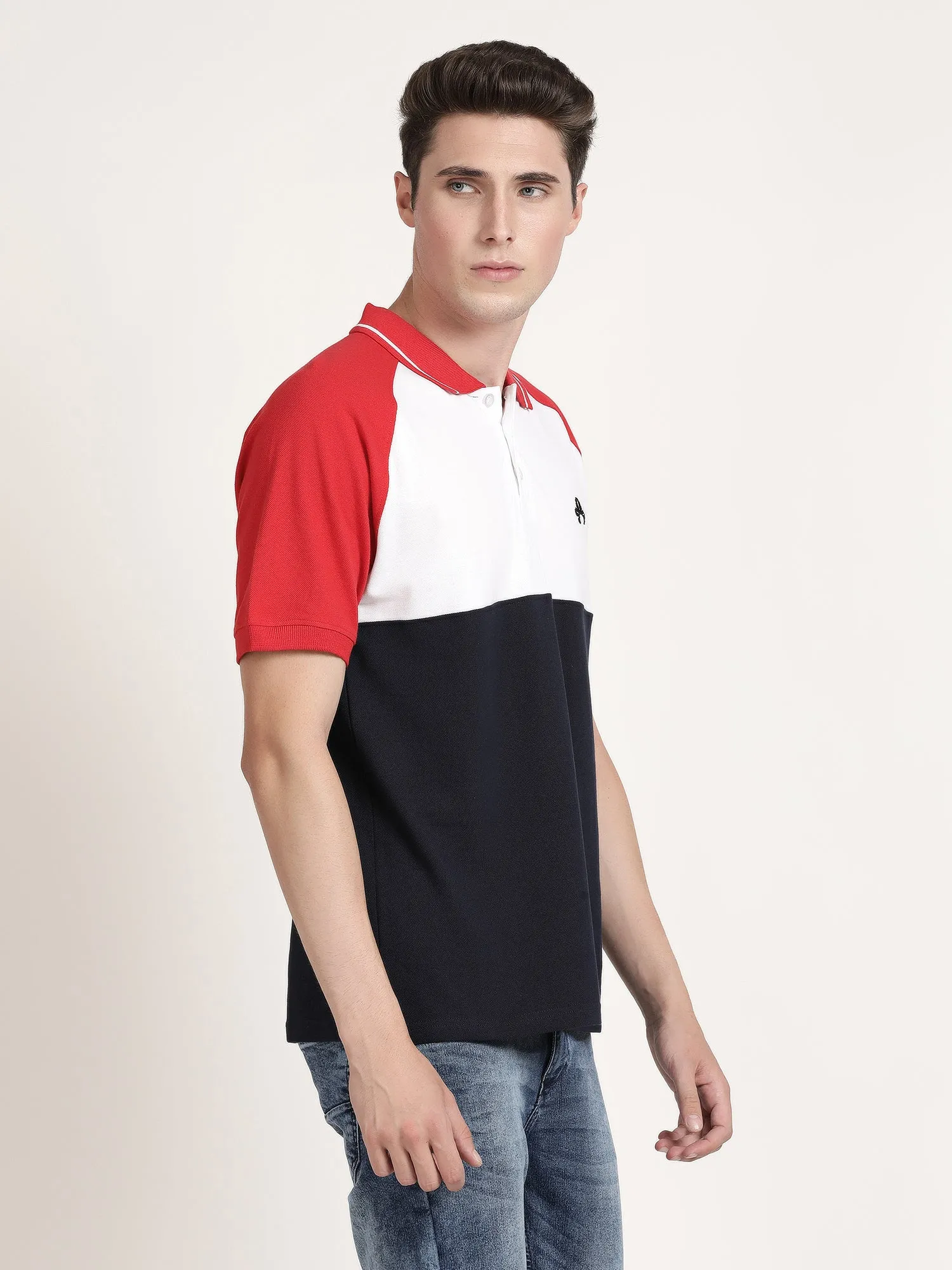 Men Red and Black Pollo Collar T-shirt (CRISPA3501)