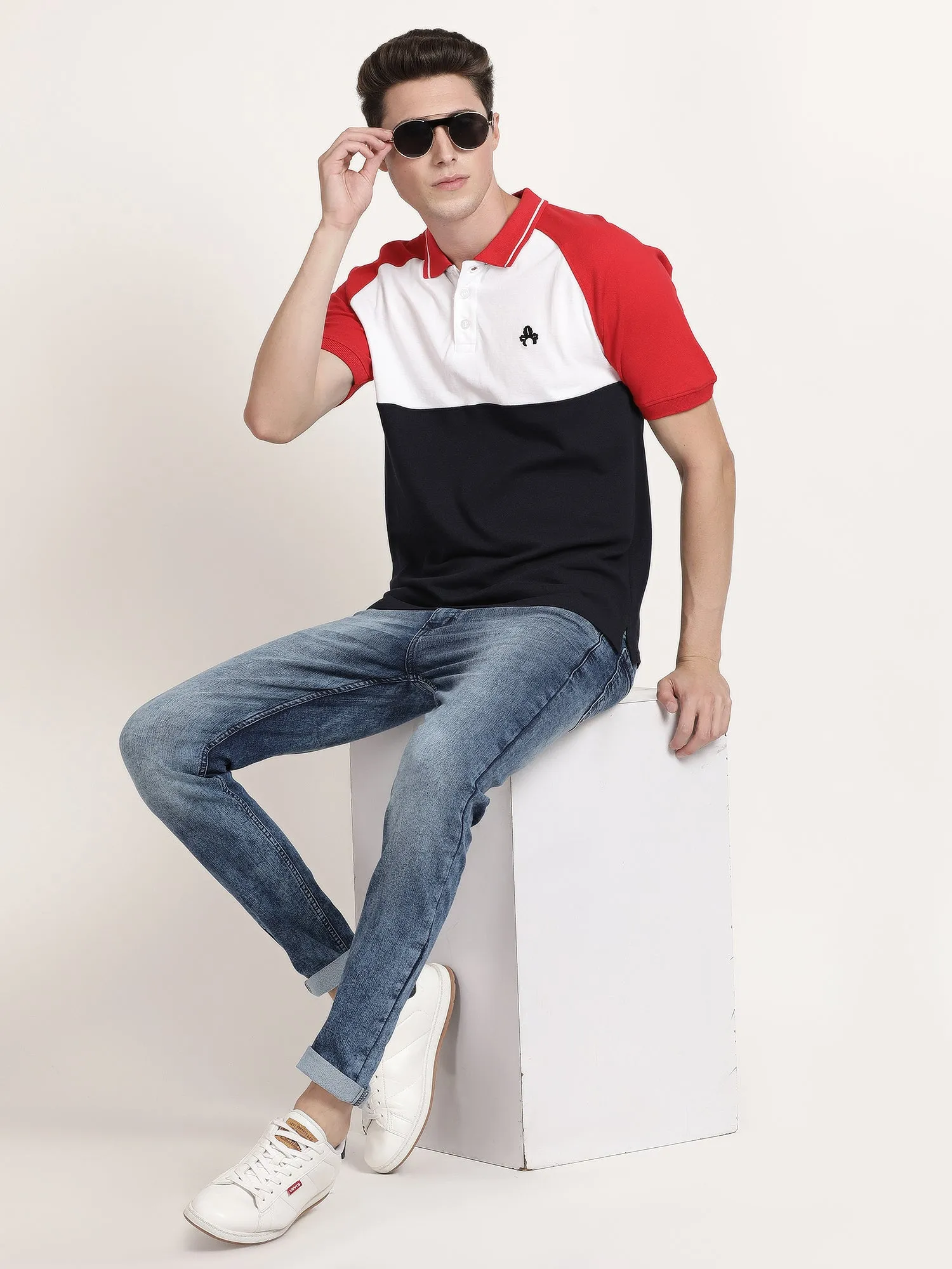 Men Red and Black Pollo Collar T-shirt (CRISPA3501)