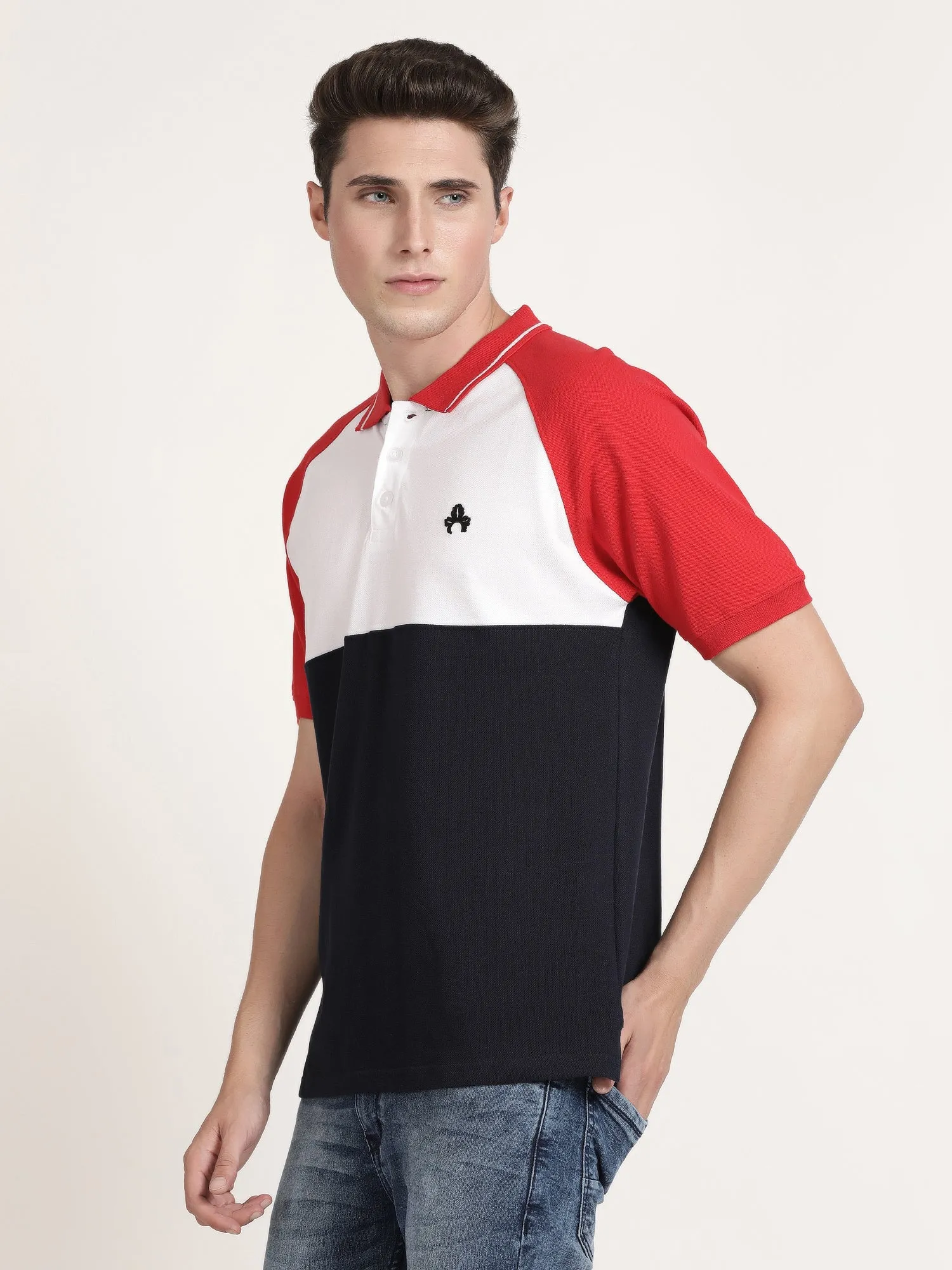 Men Red and Black Pollo Collar T-shirt (CRISPA3501)