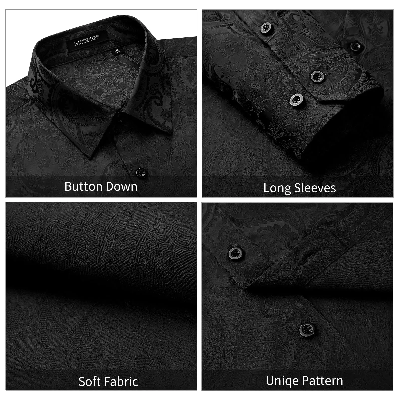 Men's Long Sleeve Shirt With Printing - BLACK-2