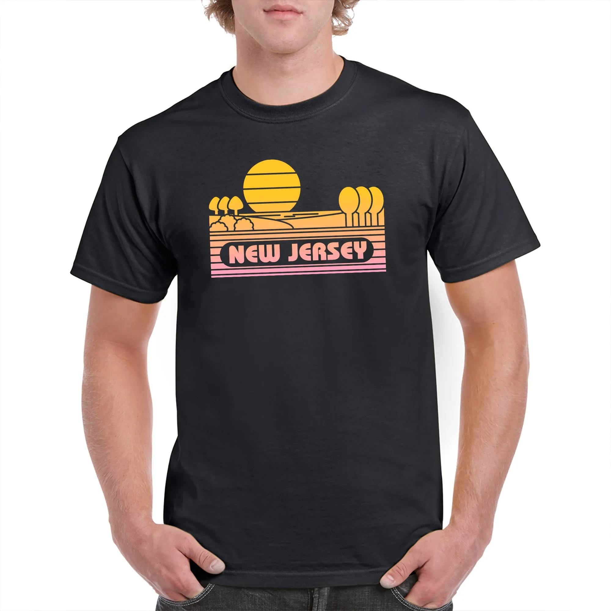 New Jersey Groovy Sunset T-Shirt - Black