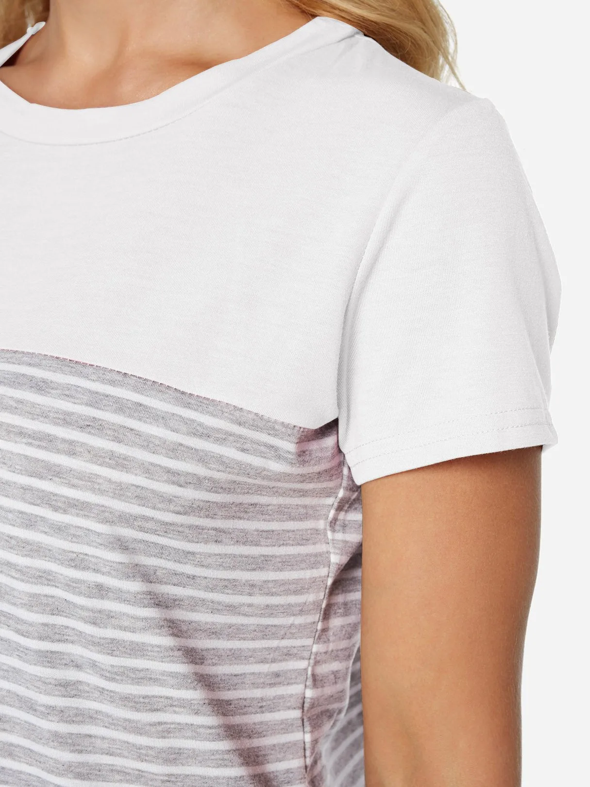 OEM ODM Crew Neck Stripe Short Sleeve White T-Shirts