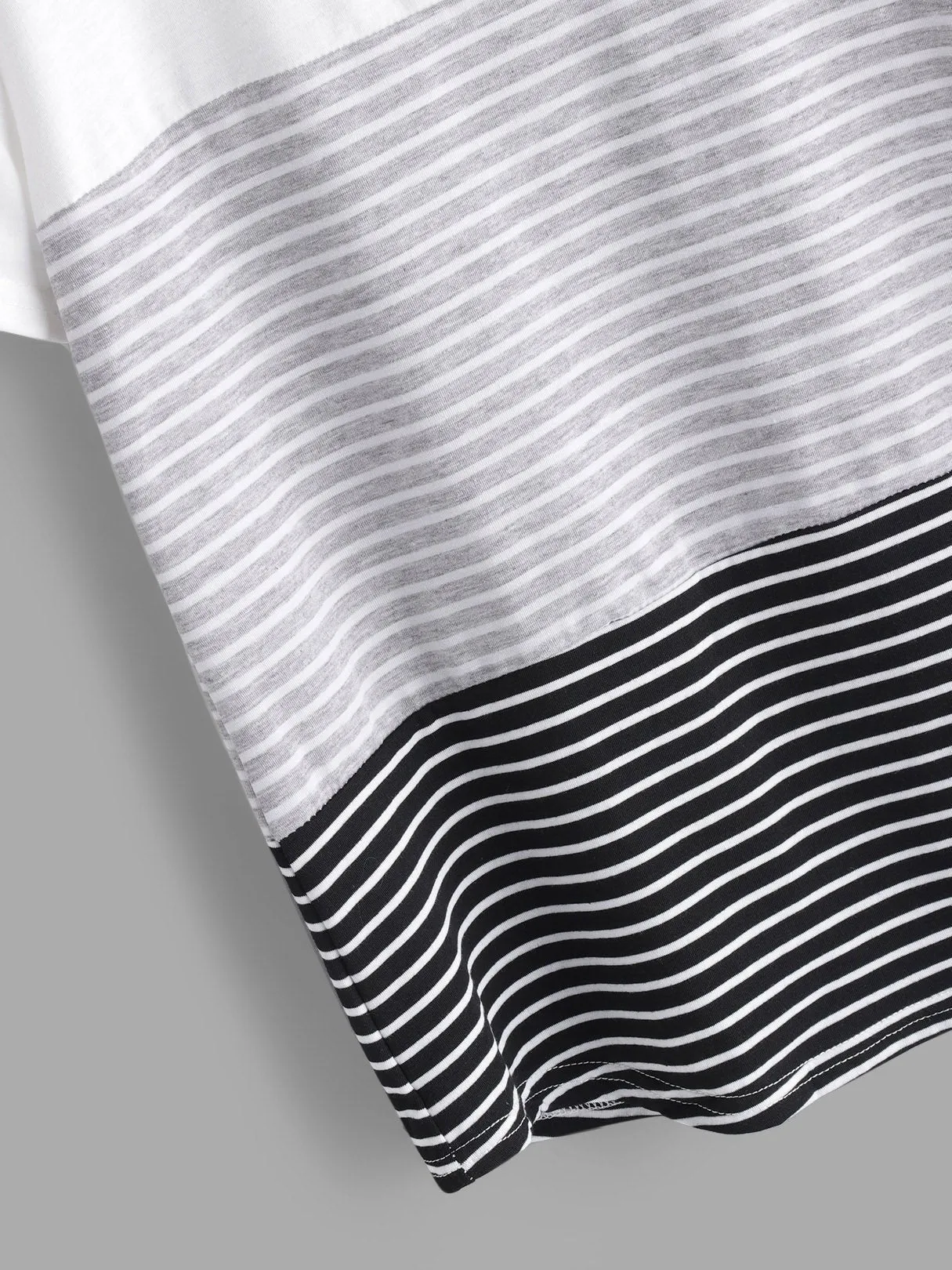 OEM ODM Crew Neck Stripe Short Sleeve White T-Shirts