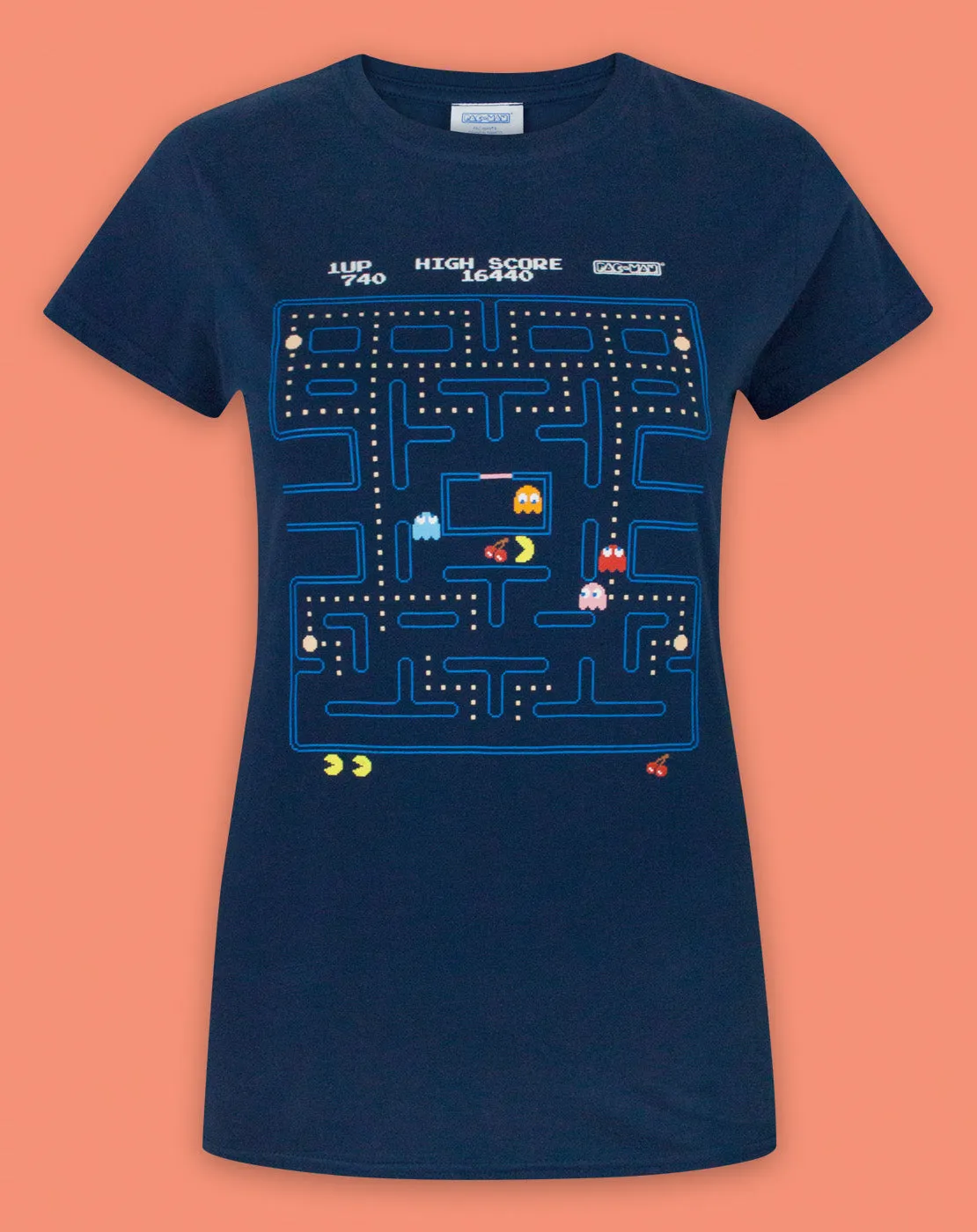 Pac-Man Classic Action Scene Womens T-Shirt
