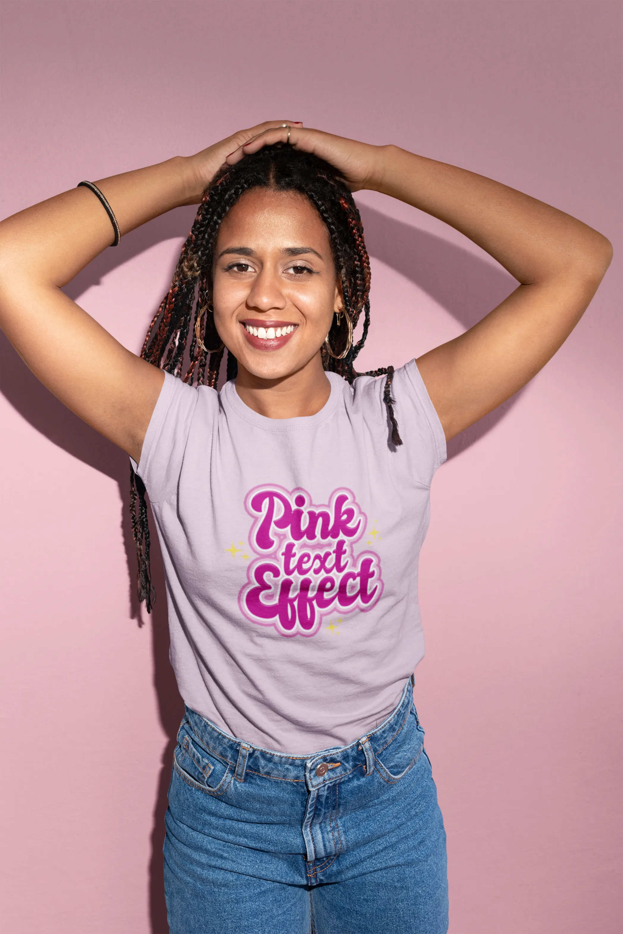 Pink Text Effect Printed T-shirt for women