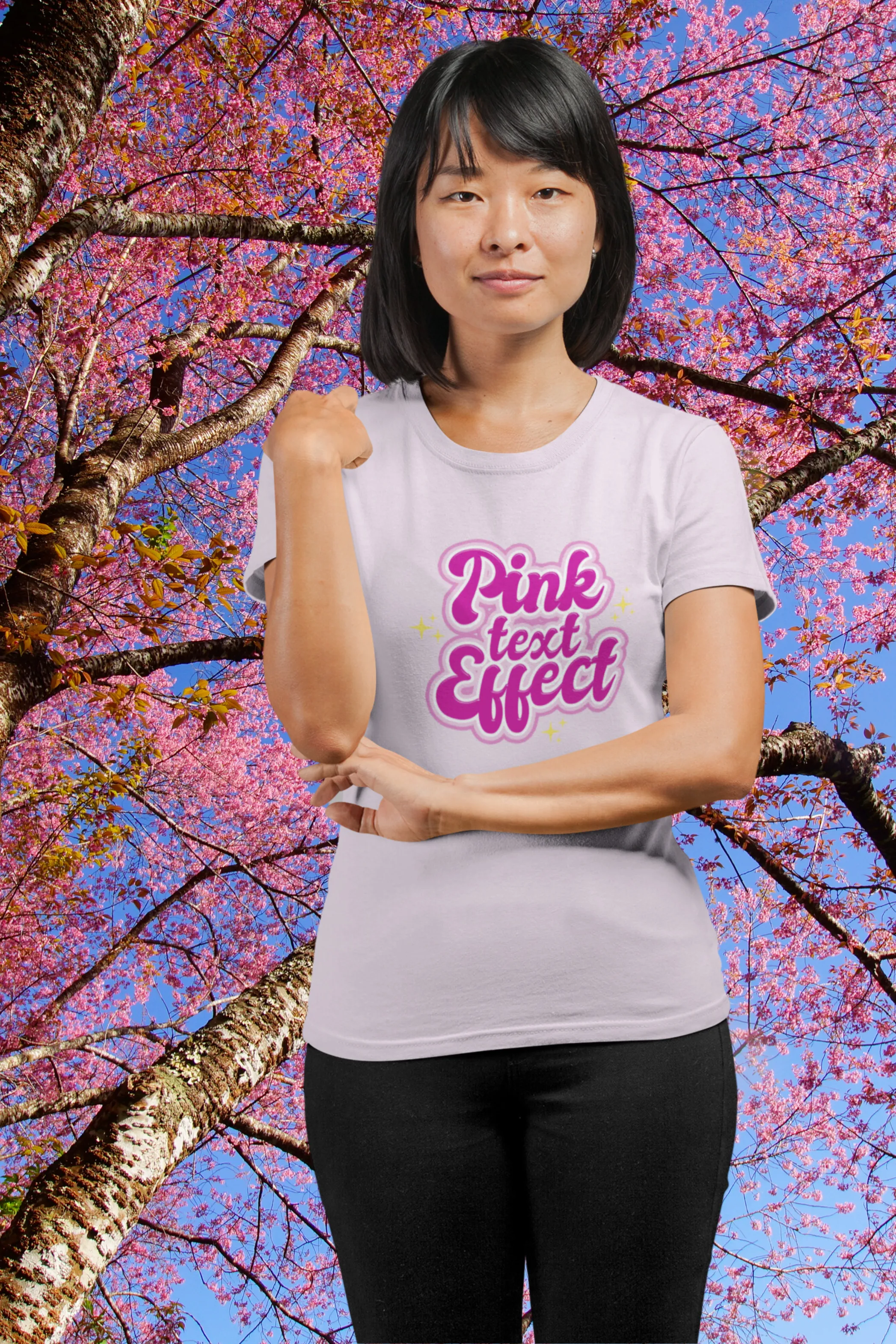 Pink Text Effect Printed T-shirt for women