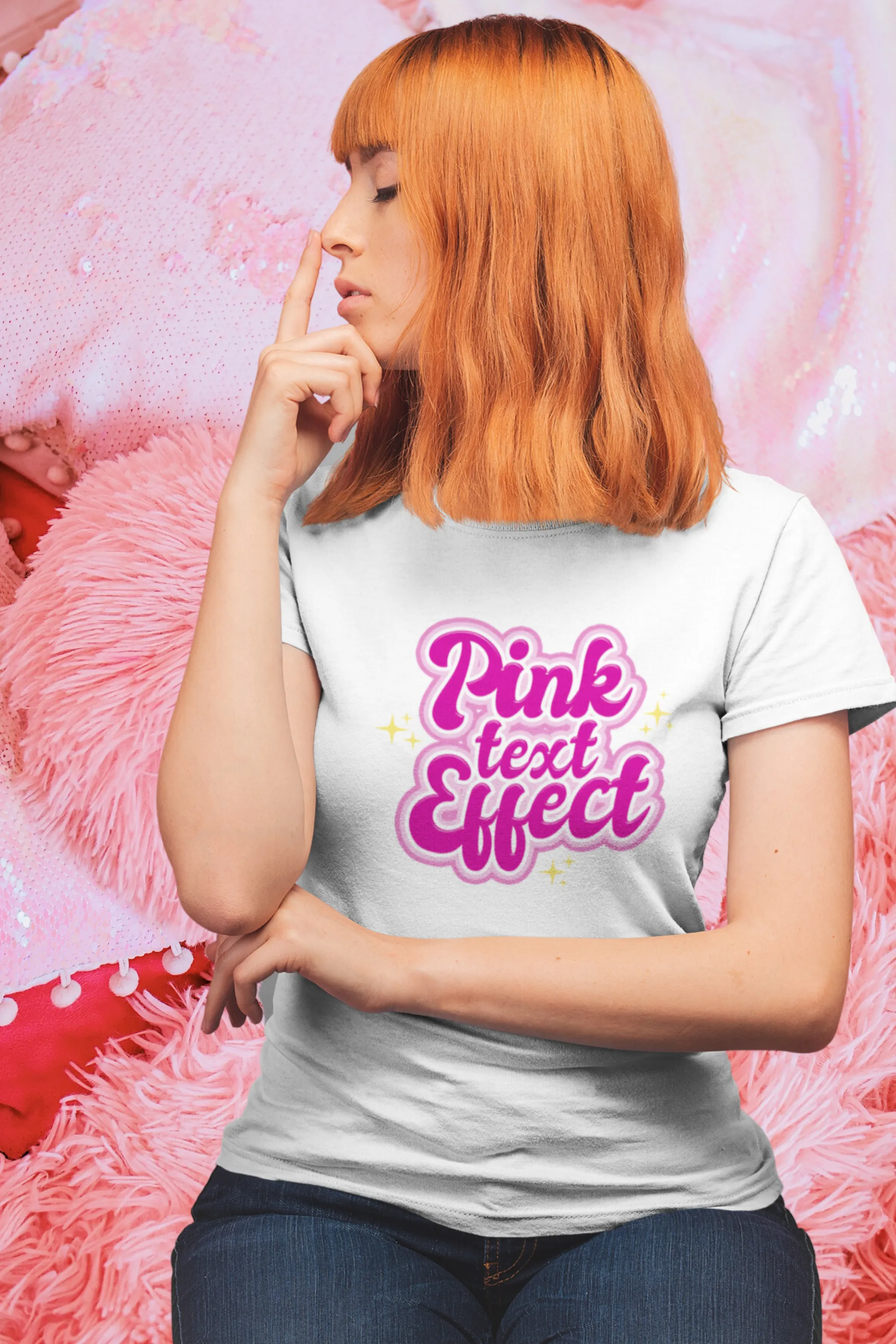 Pink Text Effect Printed T-shirt for women