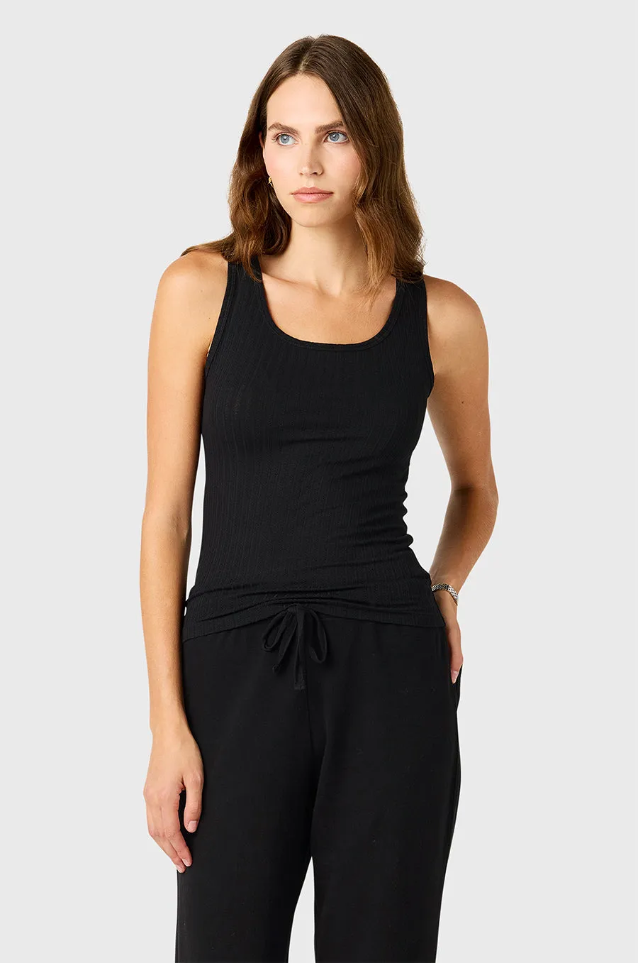 POINTELLE TANK IN BLACK