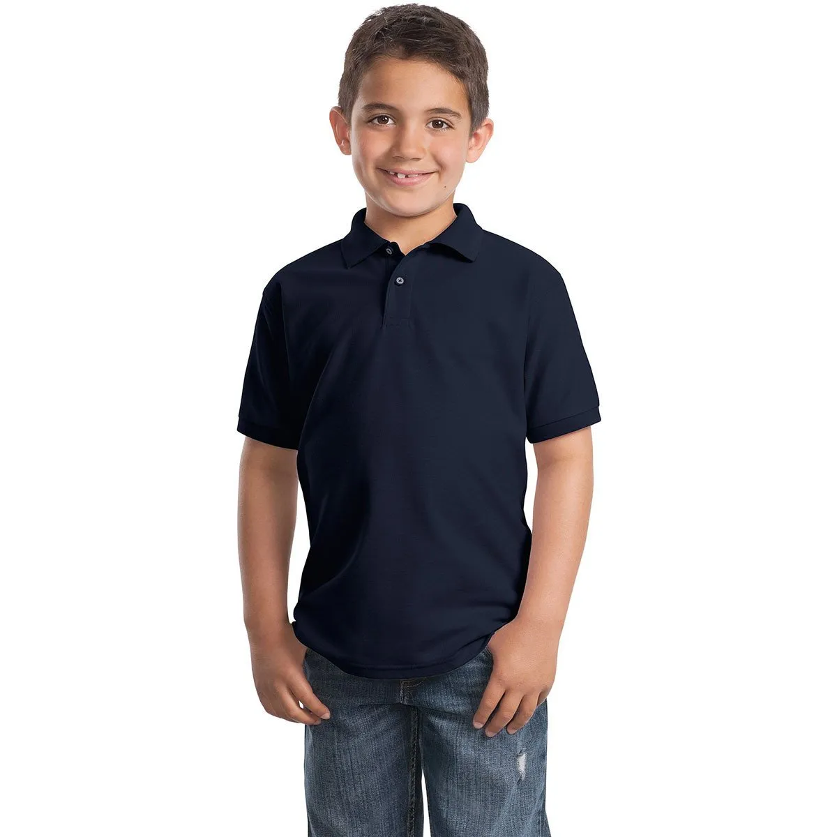 Port Authority Youth Navy Silk Touch Polo