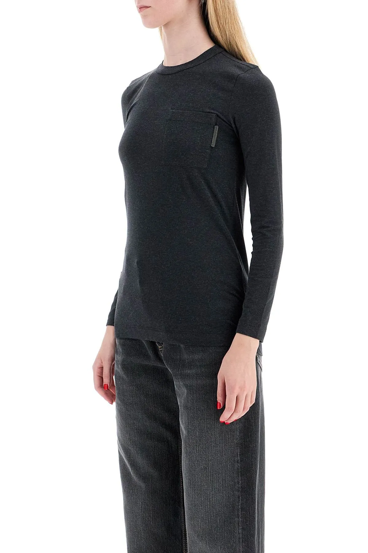 "long-sleeved shiny tab