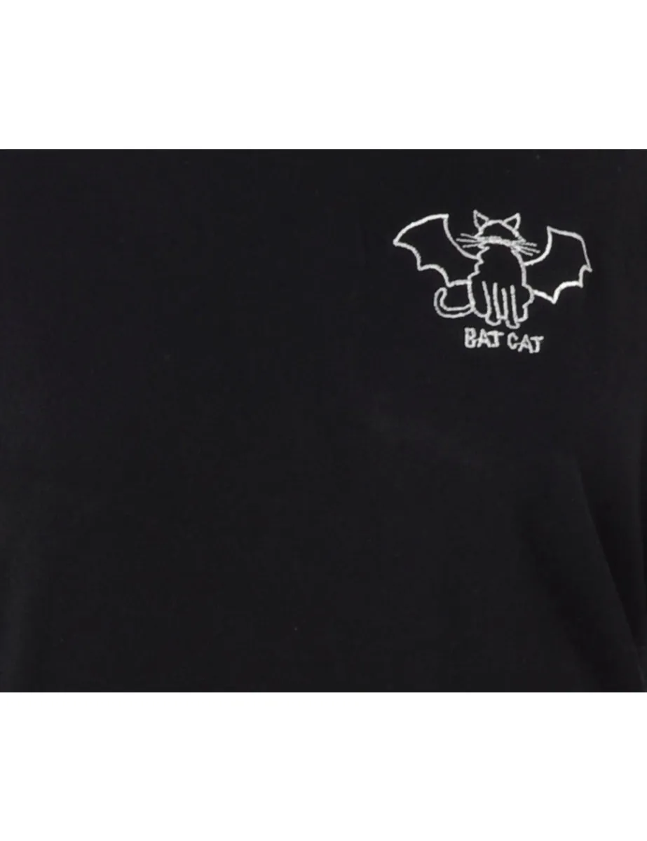 Reclaimed Embroidered Bat Cat T-shirt