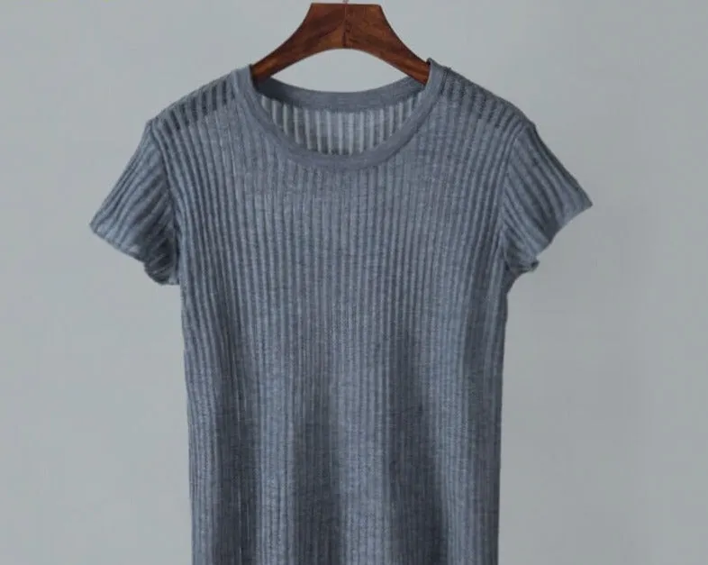 Round neck short sleeve Ribbed Top