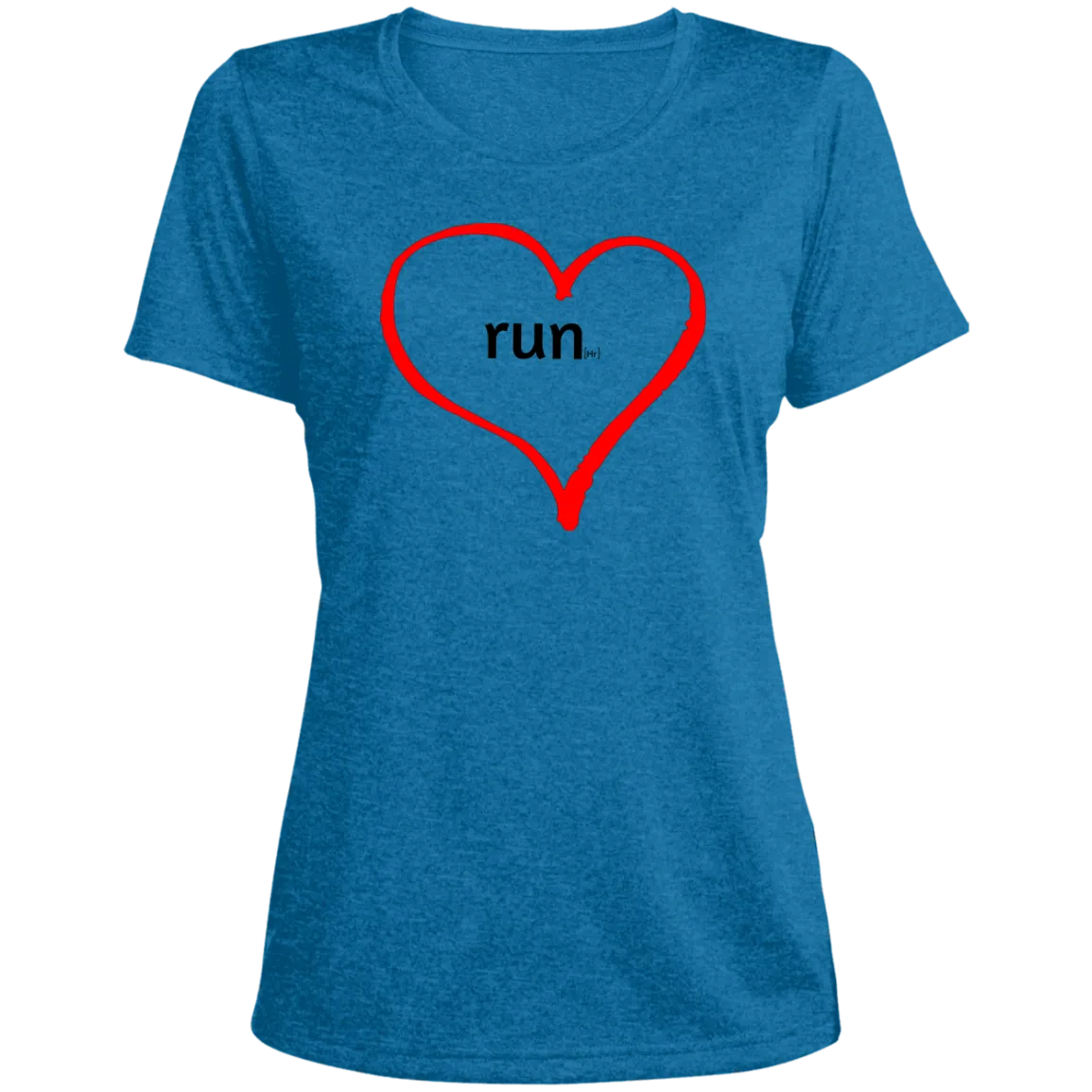 Run Heart - Ladies' Heather Scoop Neck Performance Tee