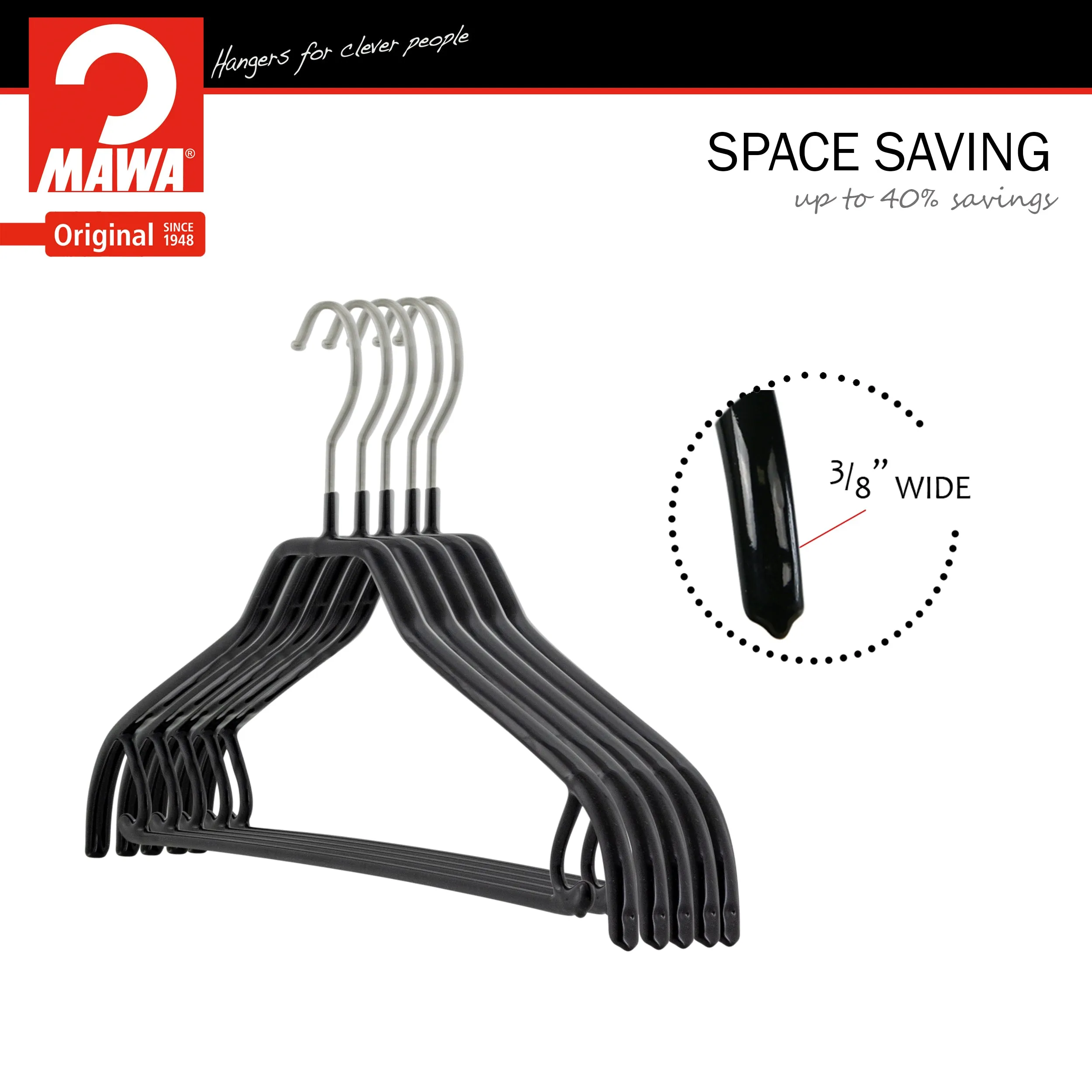 Silhouette Shirt Hanger with Bar & Hook, 41-FRS, Black