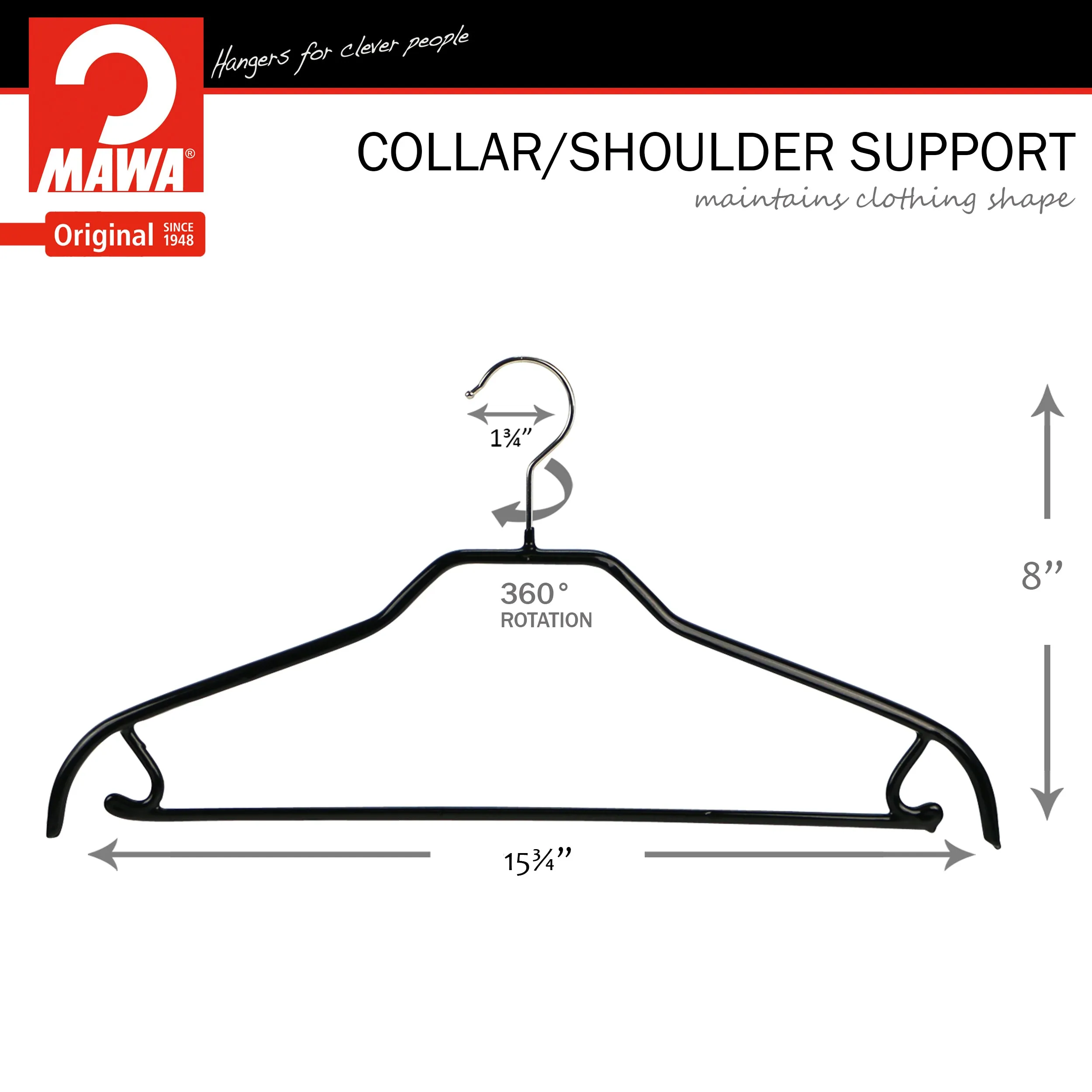 Silhouette Shirt Hanger with Bar & Hook, 41-FRS, Black