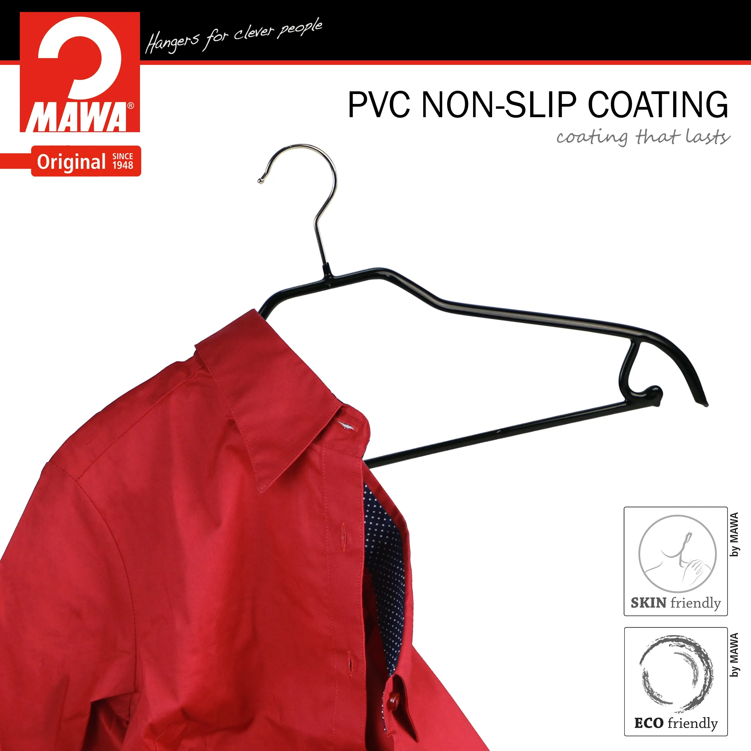 Silhouette Shirt Hanger with Bar & Hook, 41-FRS, Black