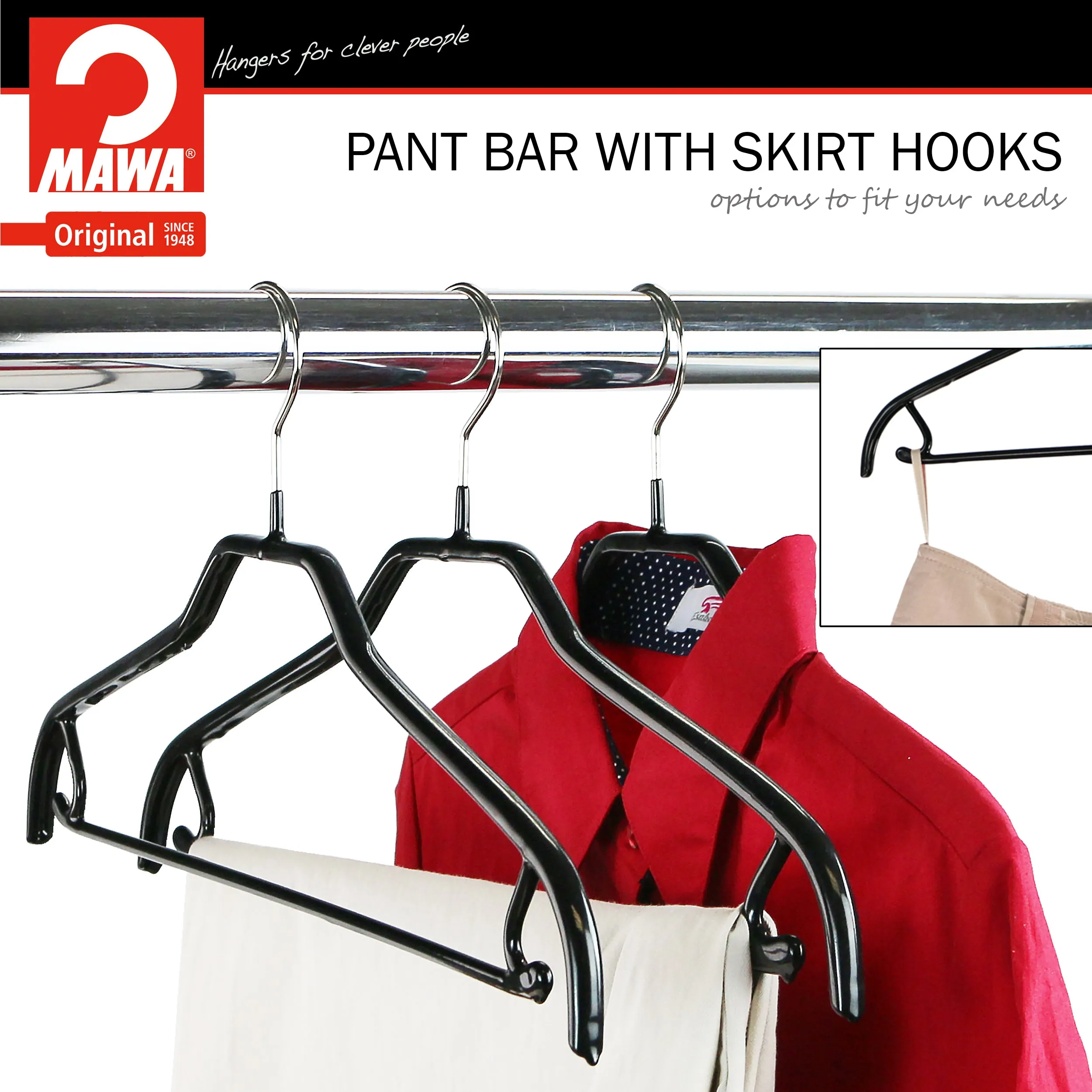 Silhouette Shirt Hanger with Bar & Hook, 41-FRS, Black