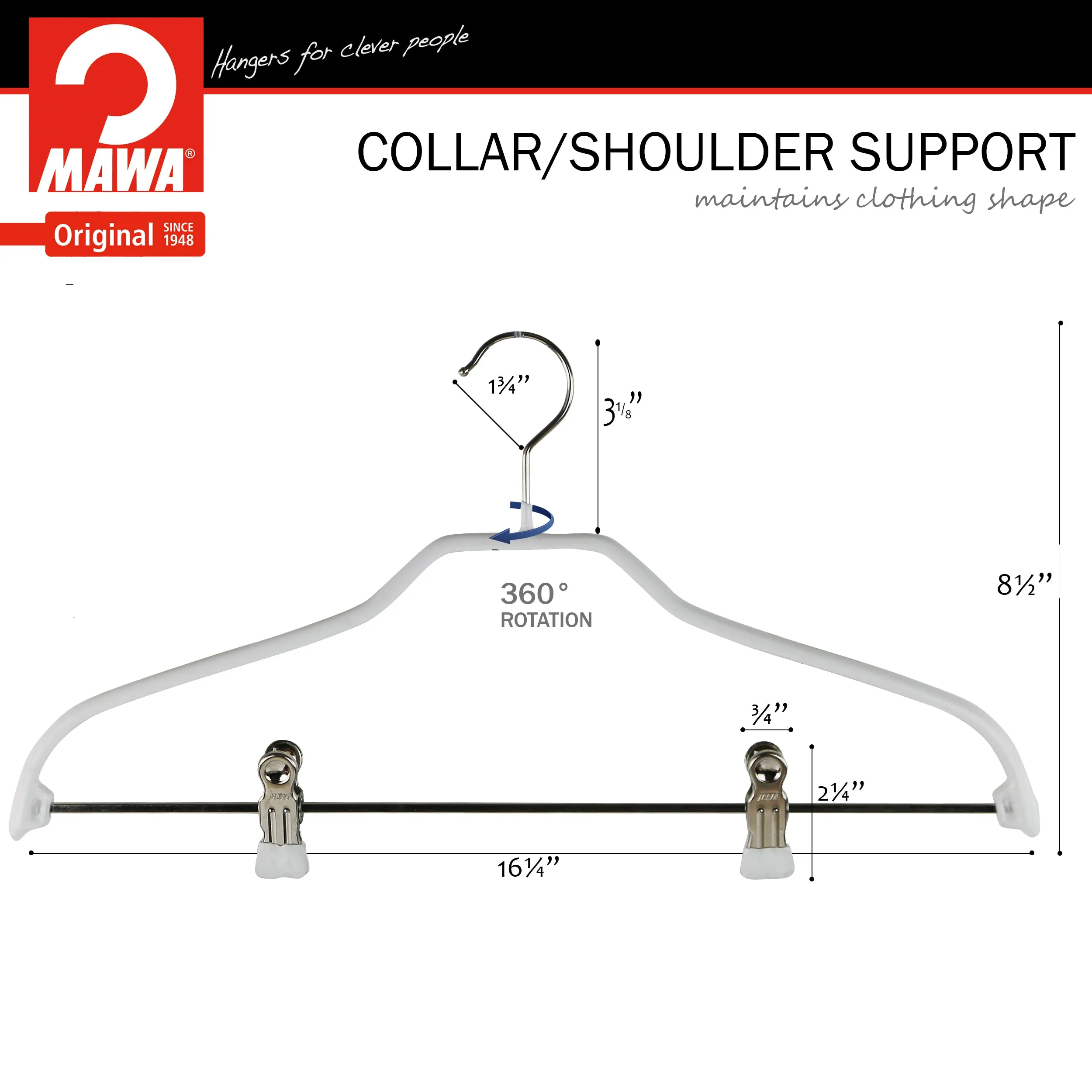 Silhouette Shirt with Grip Coated Clips, 40FK, White